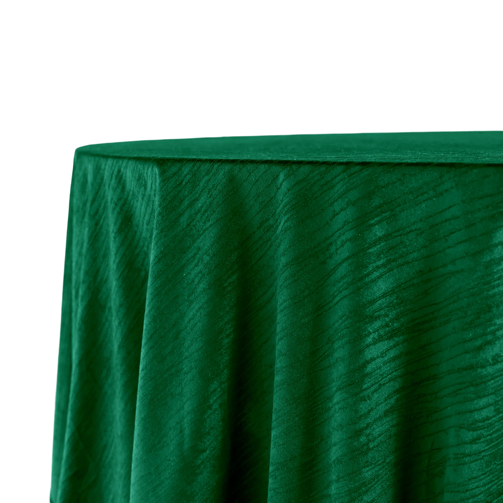 Crinkle Velvet 120" Round Tablecloth - Emerald Green - Image 4