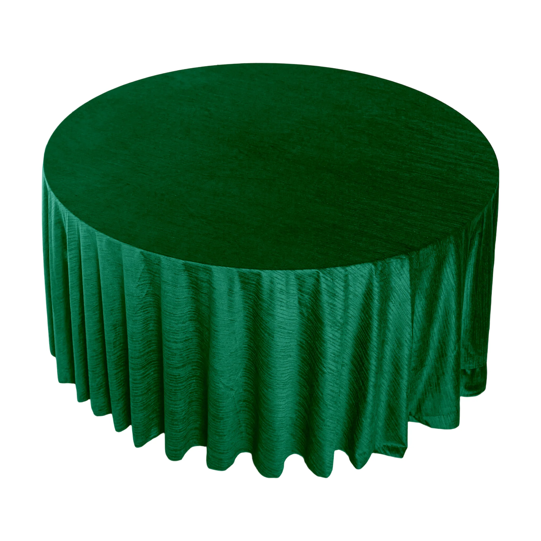 Crinkle Velvet 120" Round Tablecloth - Emerald Green - Image 8