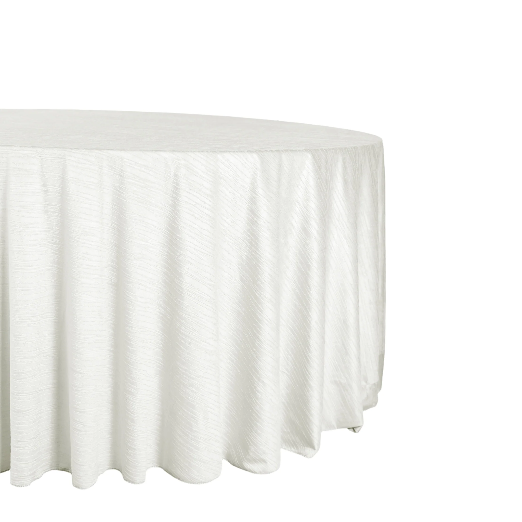 Crinkle Velvet 120" Round Tablecloth - Ivory - Image 2
