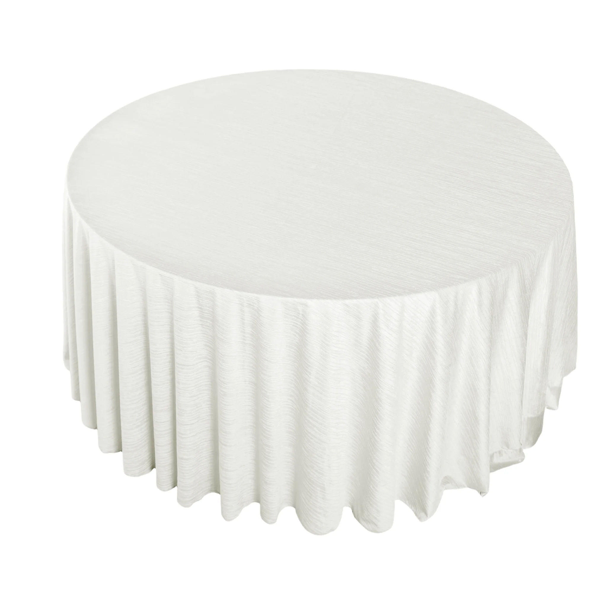 Crinkle Velvet 120" Round Tablecloth - Ivory - Image 6