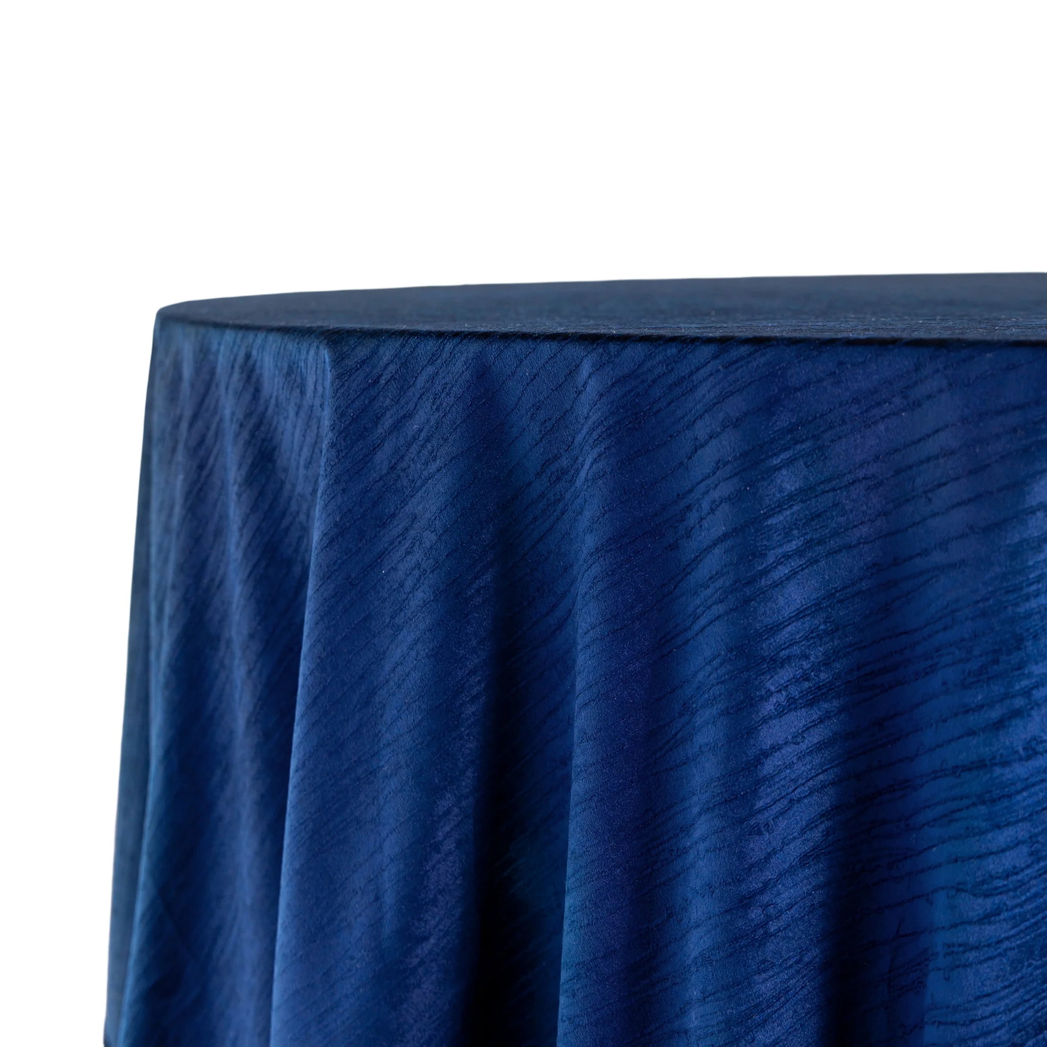 Crinkle Velvet 120" Round Tablecloth - Navy Blue - Image 5