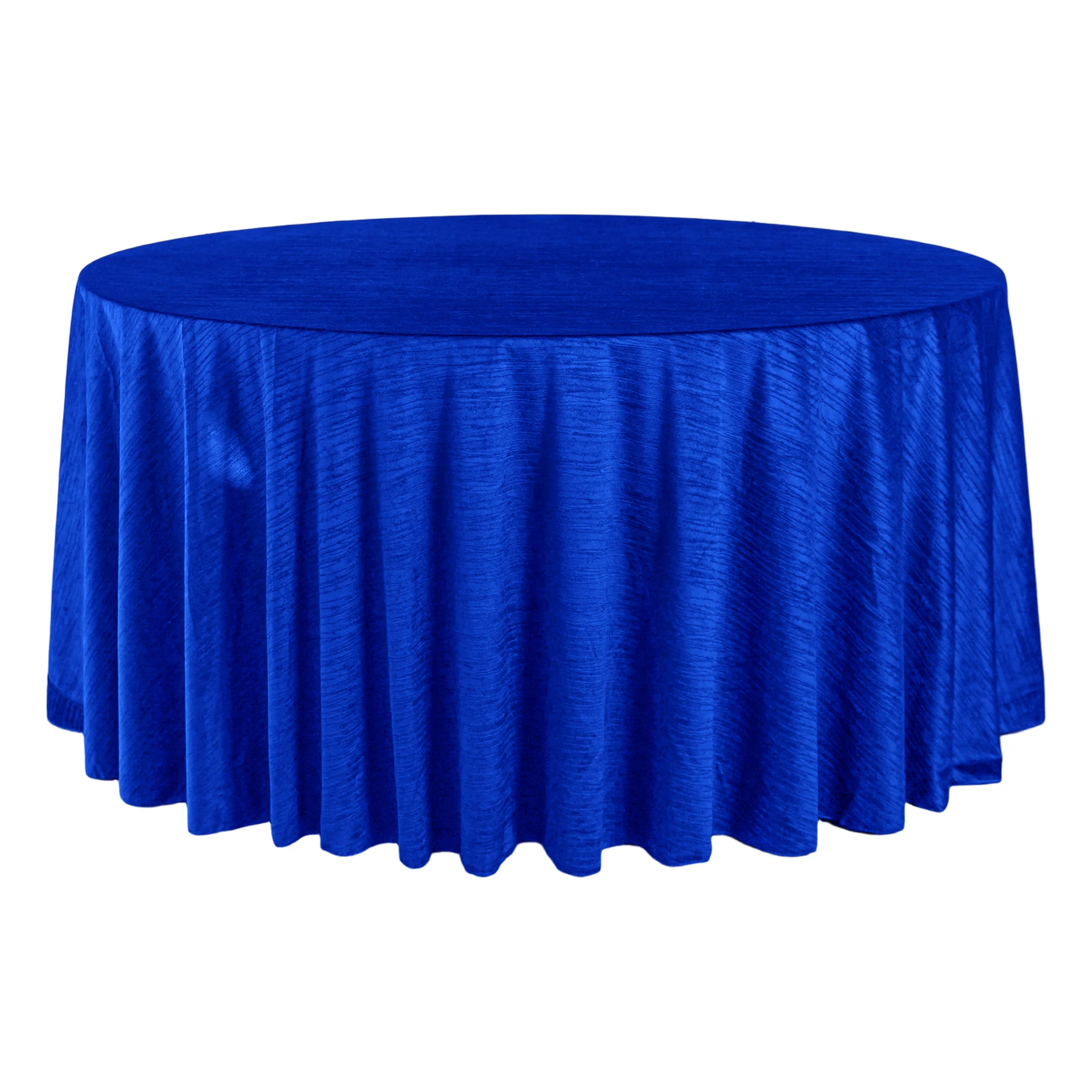 Crinkle Velvet 120" Round Tablecloth - Royal Blue