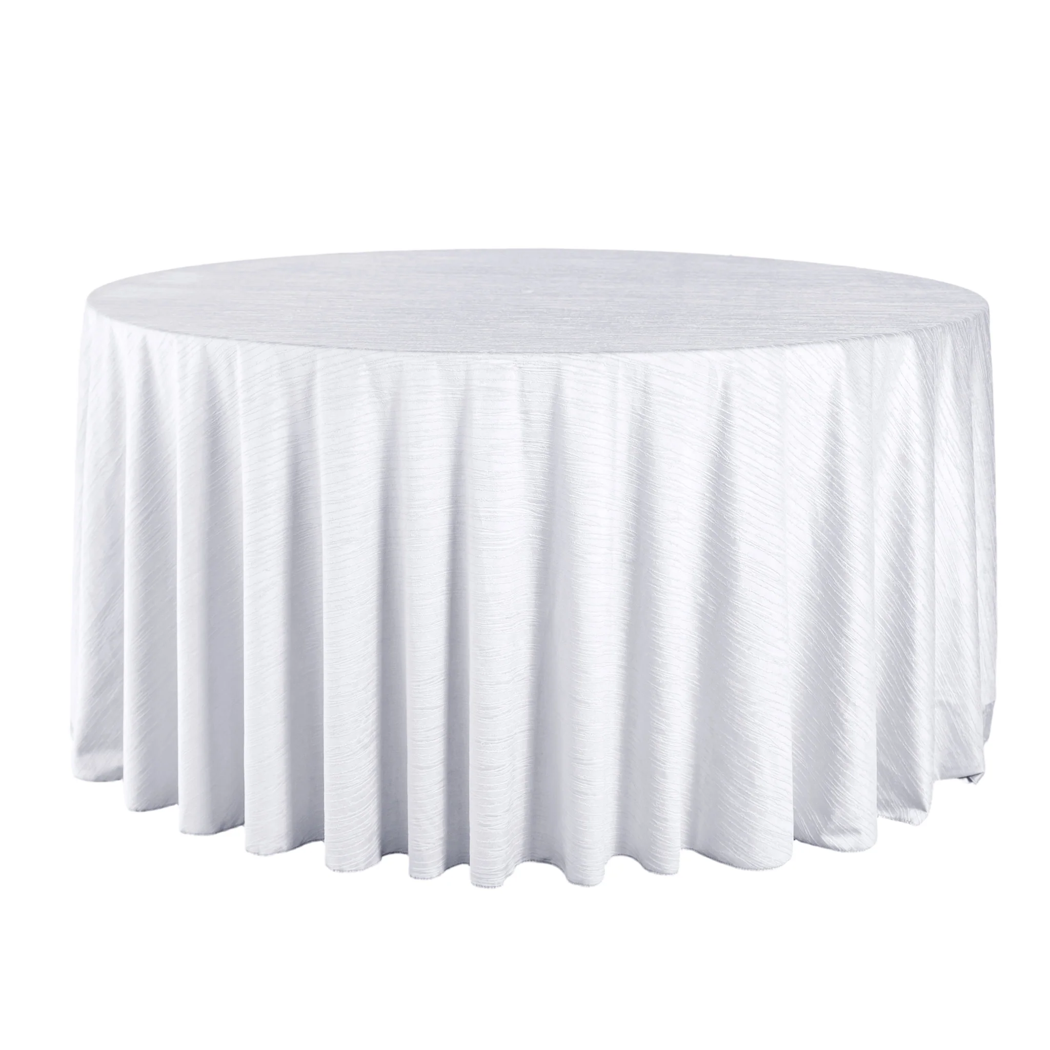 Crinkle Velvet 120" Round Tablecloth - White