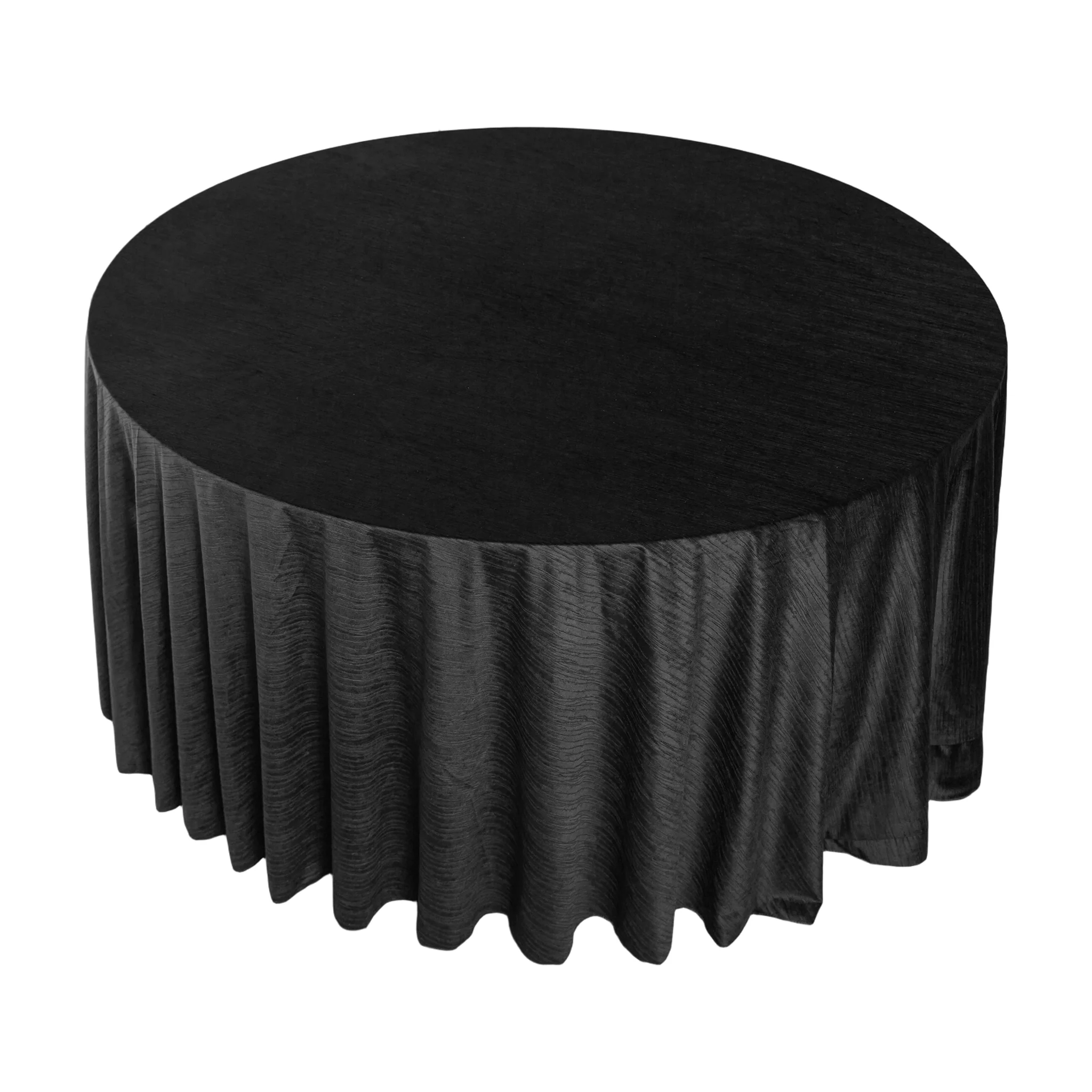 Crinkle Velvet 132" Round Tablecloth - Black - Image 5