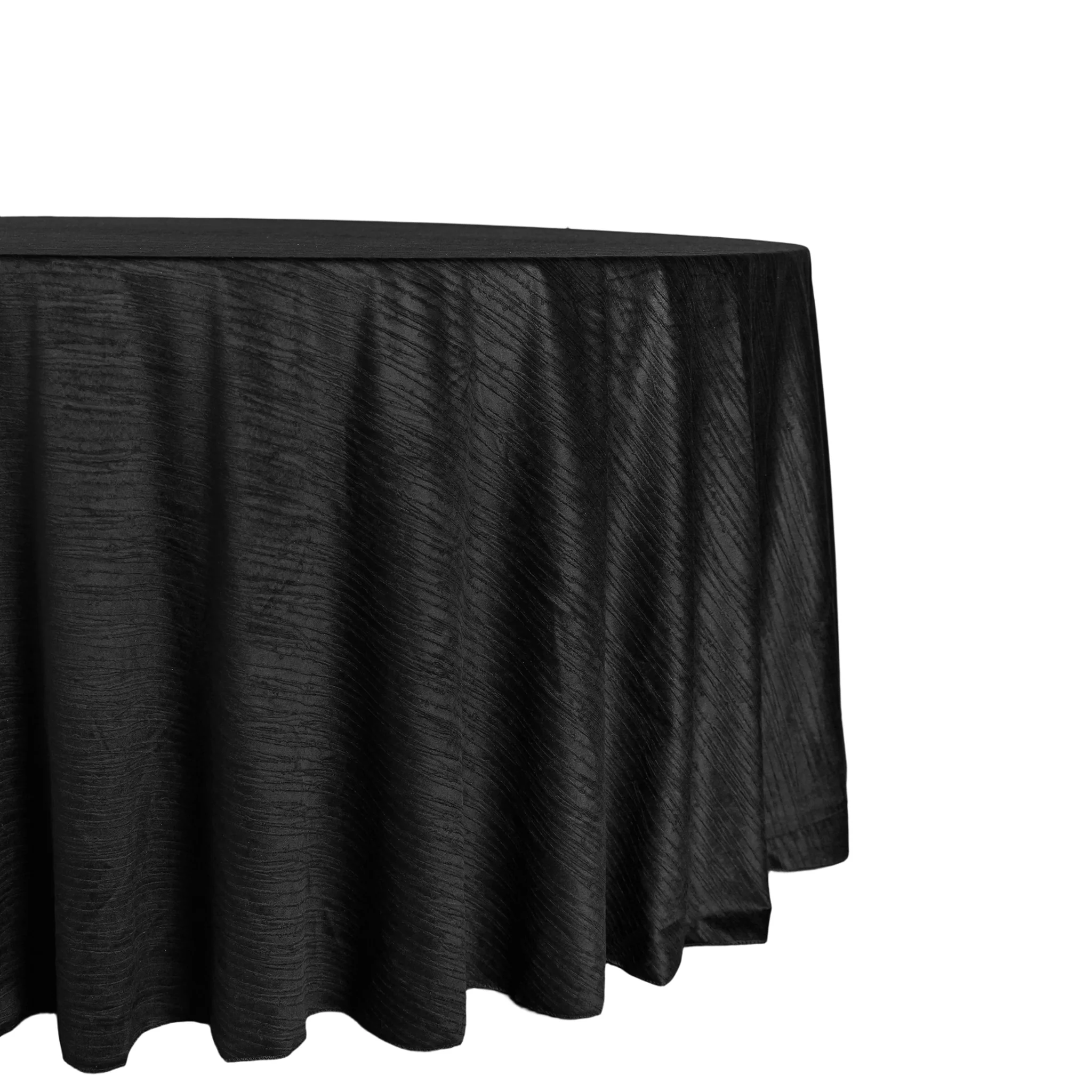 Crinkle Velvet 132" Round Tablecloth - Black - Image 8