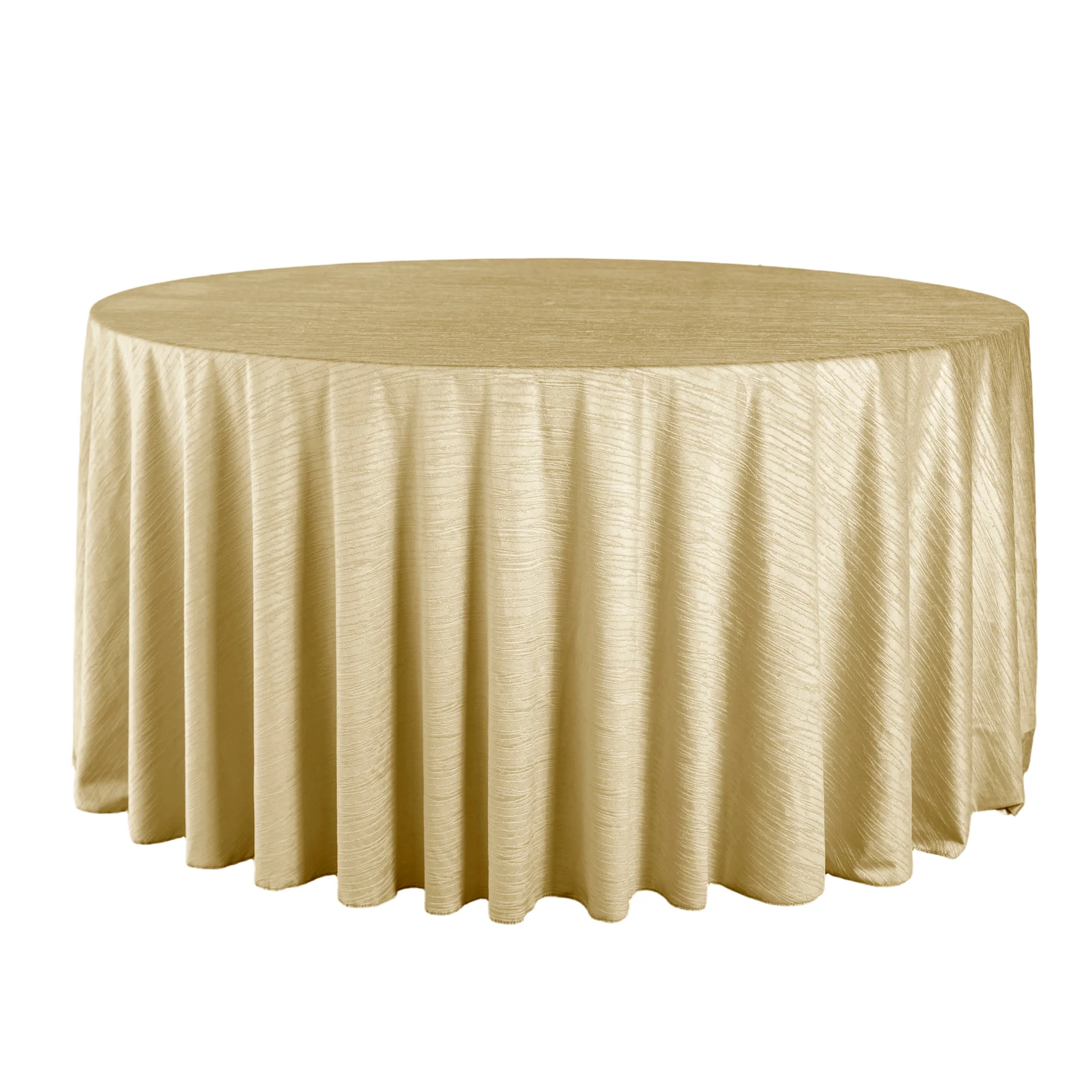 Crinkle Velvet 132" Round Tablecloth - Champagne