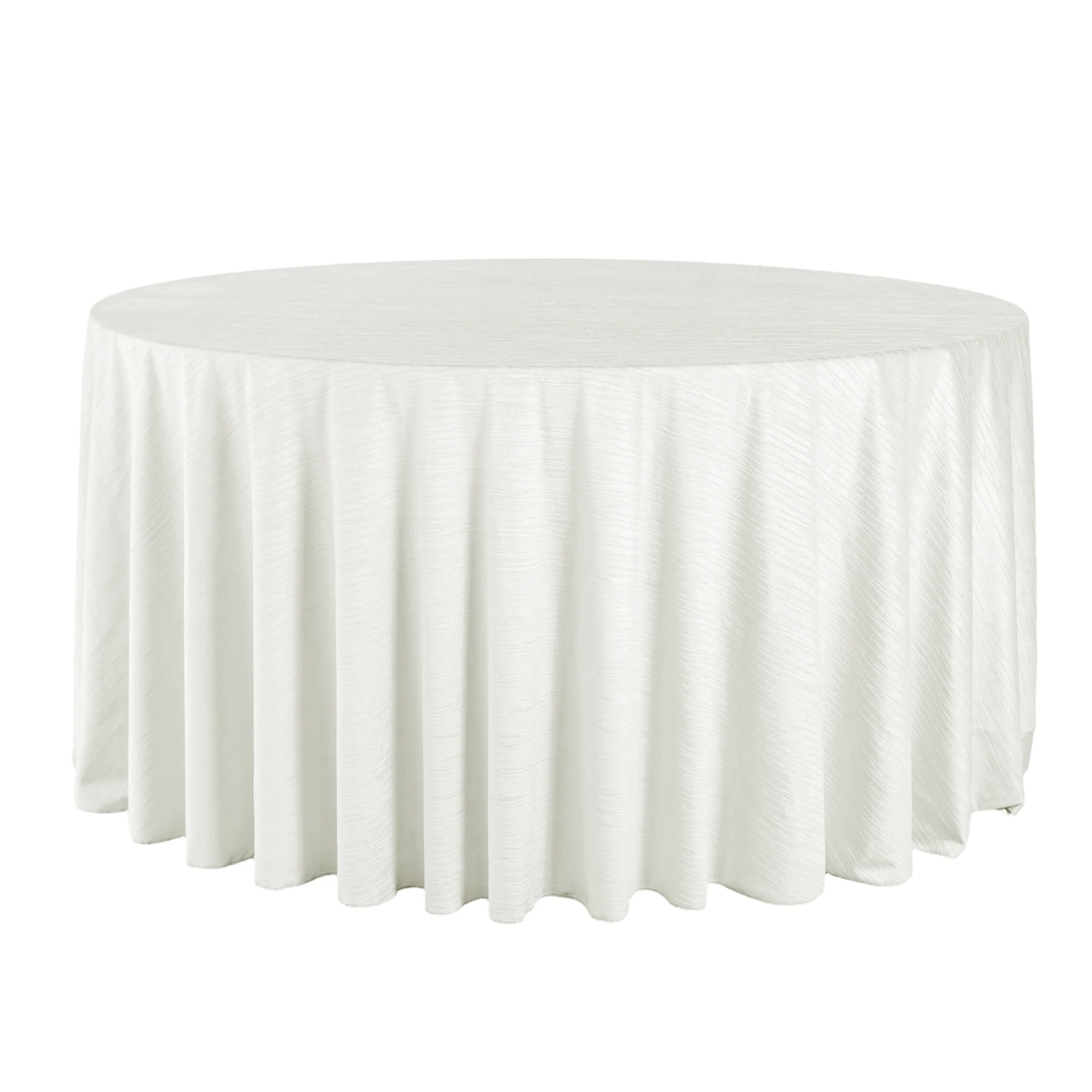 Crinkle Velvet 132" Round Tablecloth - Ivory