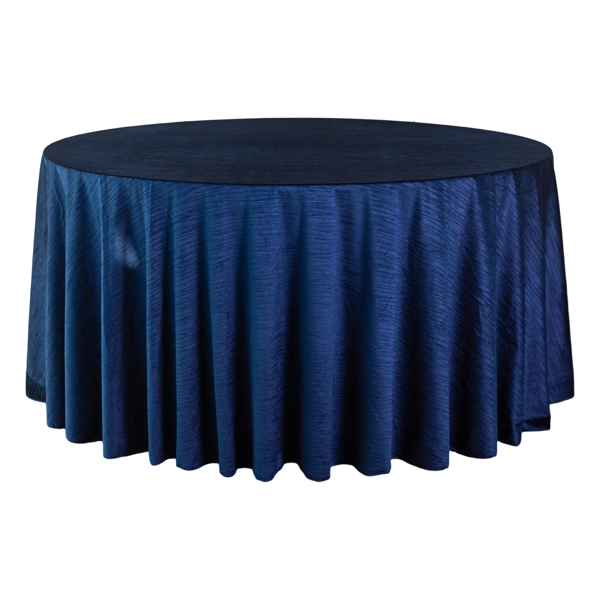 Crinkle Velvet 132" Round Tablecloth - Navy Blue