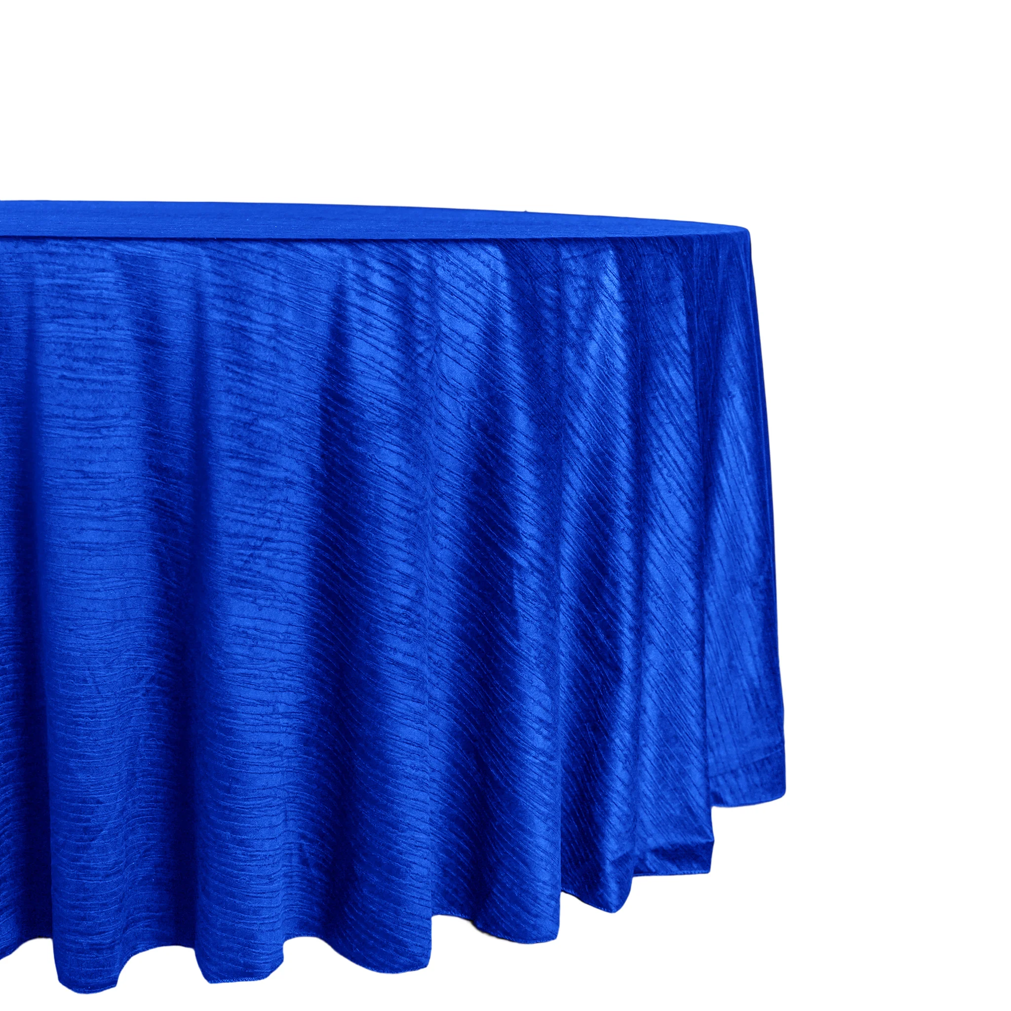 Crinkle Velvet 132" Round Tablecloth - Royal Blue - Image 2