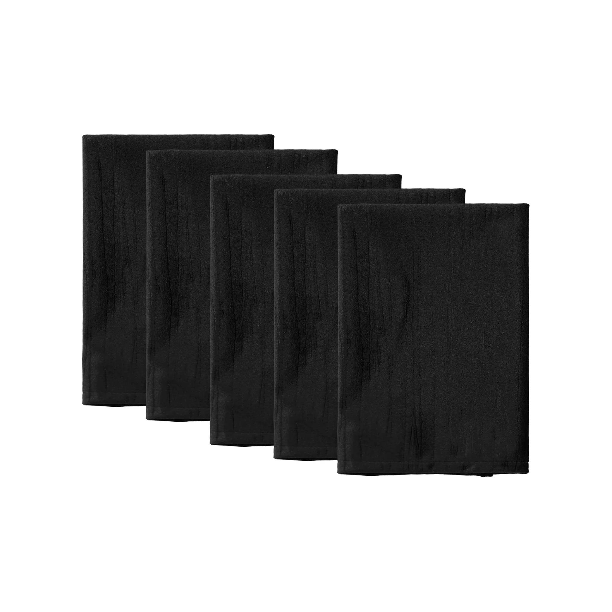 5 pcs/pk Crinkle Velvet 20"x20" Linen Napkin - Black - Image 2