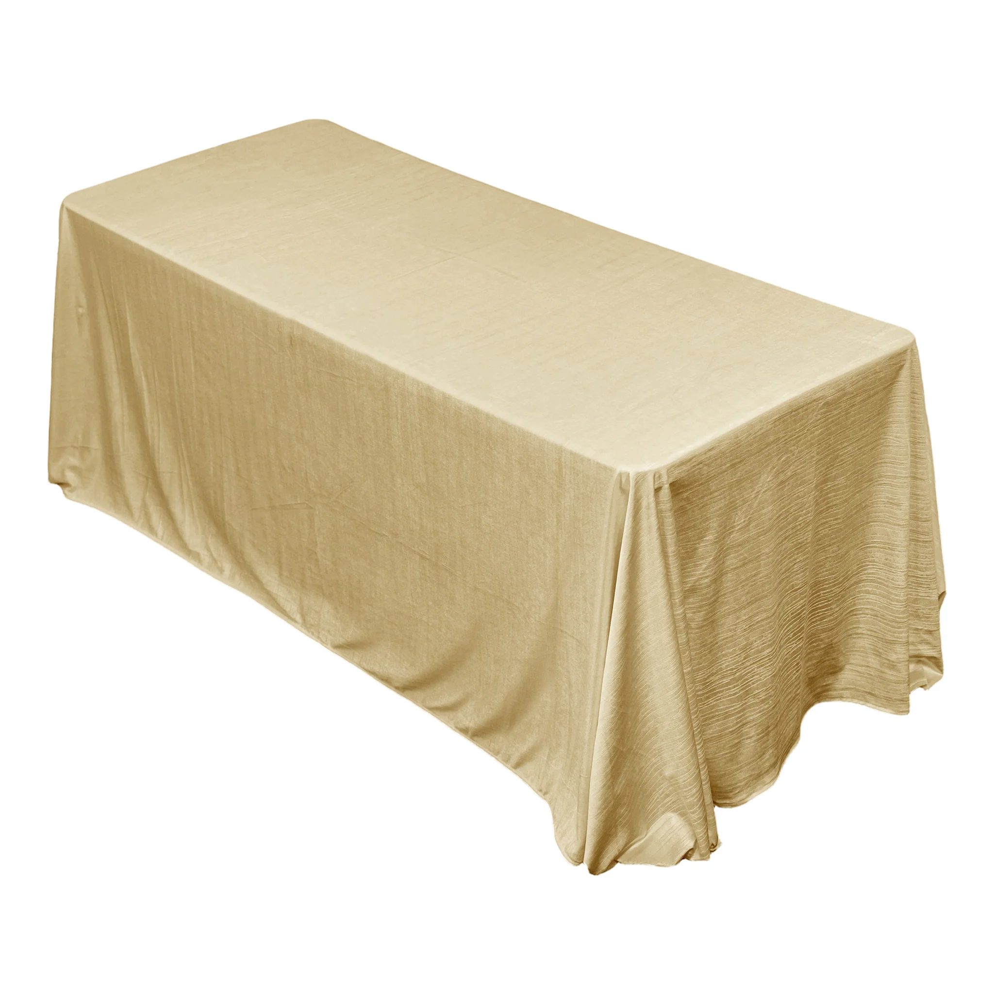 Crinkle Velvet 90"x132" Rectangular Tablecloth - Champagne - Image 3