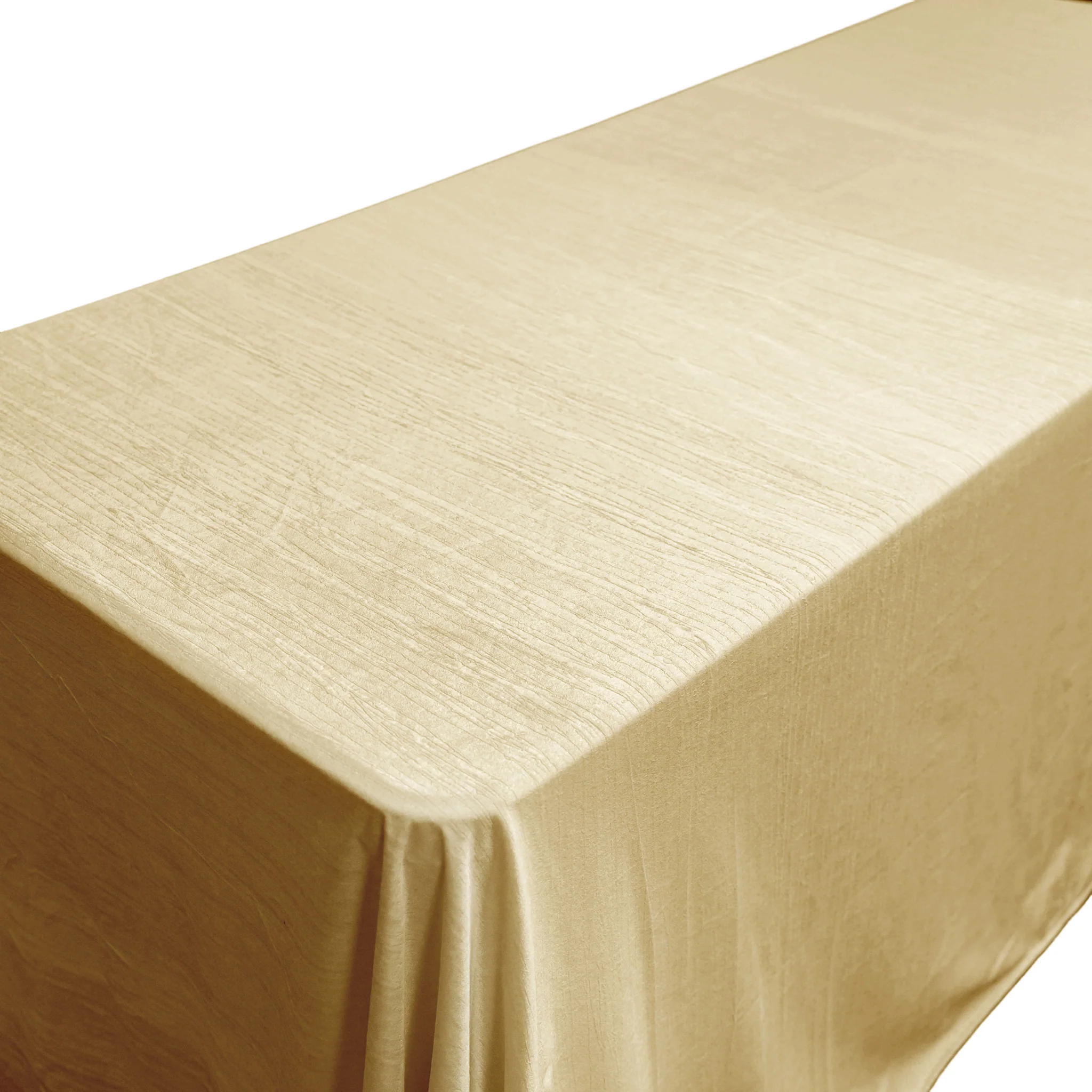 Crinkle Velvet 90"x132" Rectangular Tablecloth - Champagne - Image 4