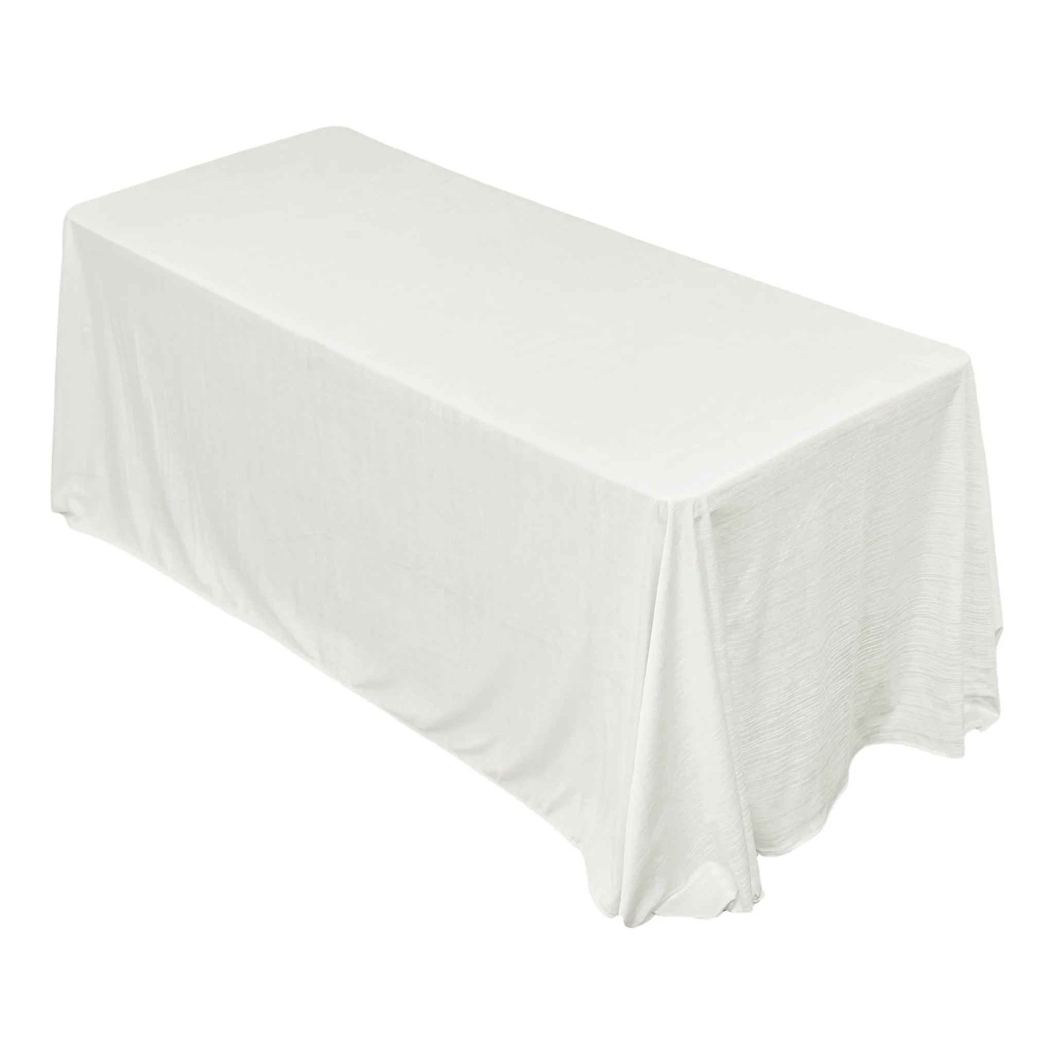 Crinkle Velvet 90"x132" Rectangular Tablecloth - Ivory - Image 4