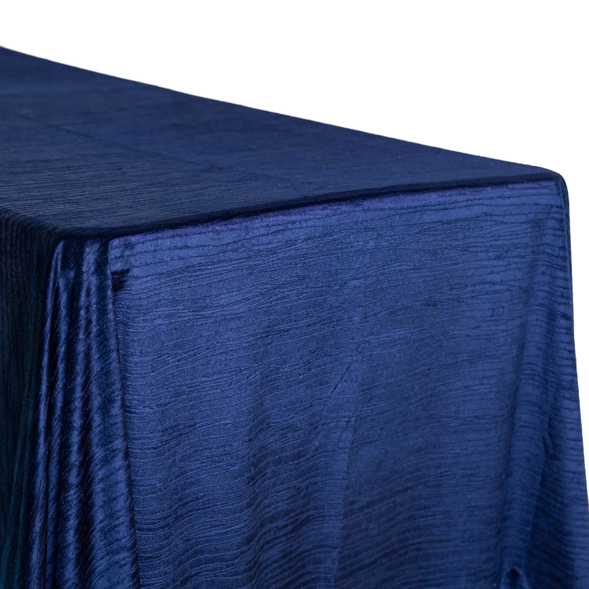 Crinkle Velvet 90"x132" Rectangular Tablecloth - Navy Blue - Image 2