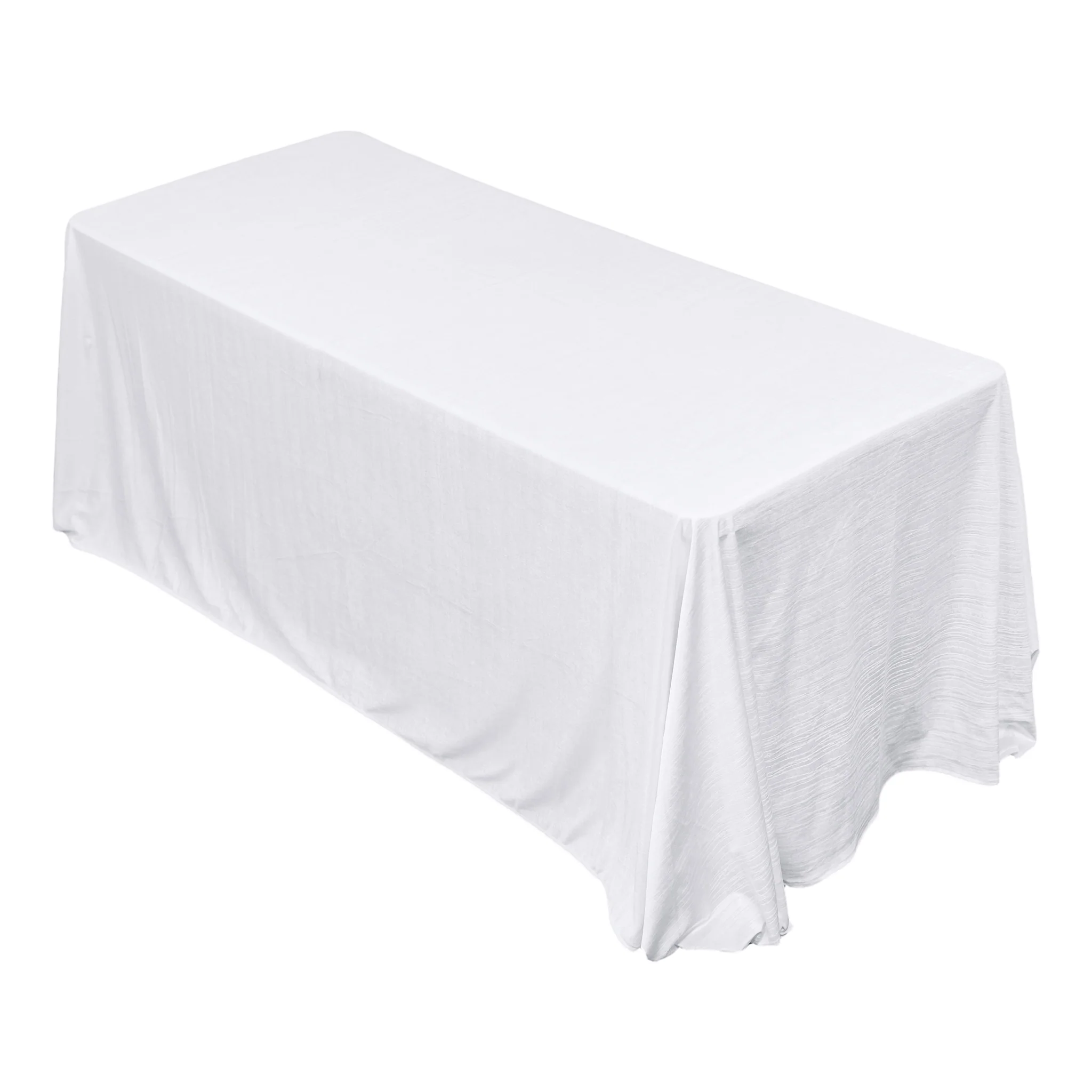 Crinkle Velvet 90"x132" Rectangular Tablecloth - White - Image 4