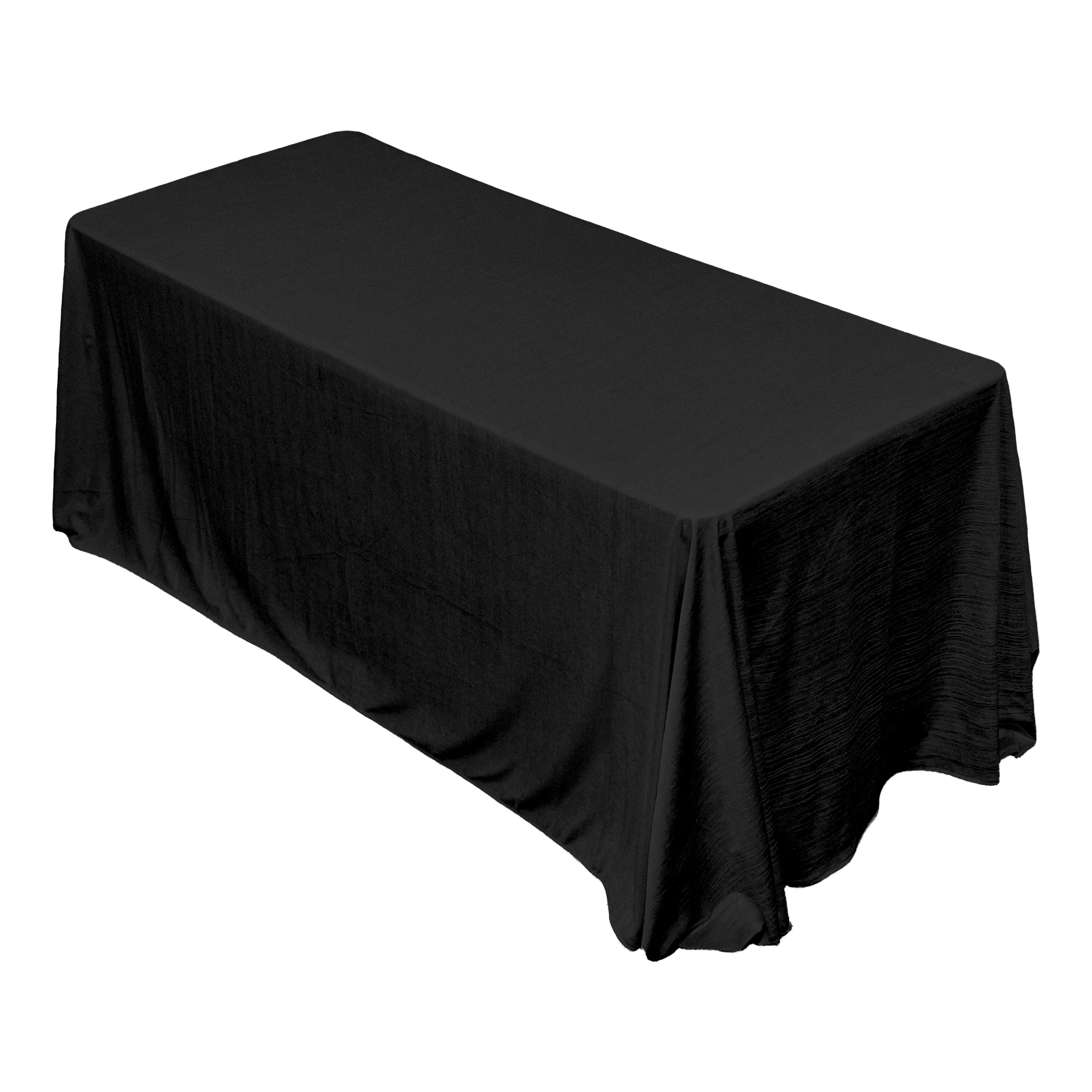 Crinkle Velvet 90"x156" Rectangular Tablecloth - Black - Image 5