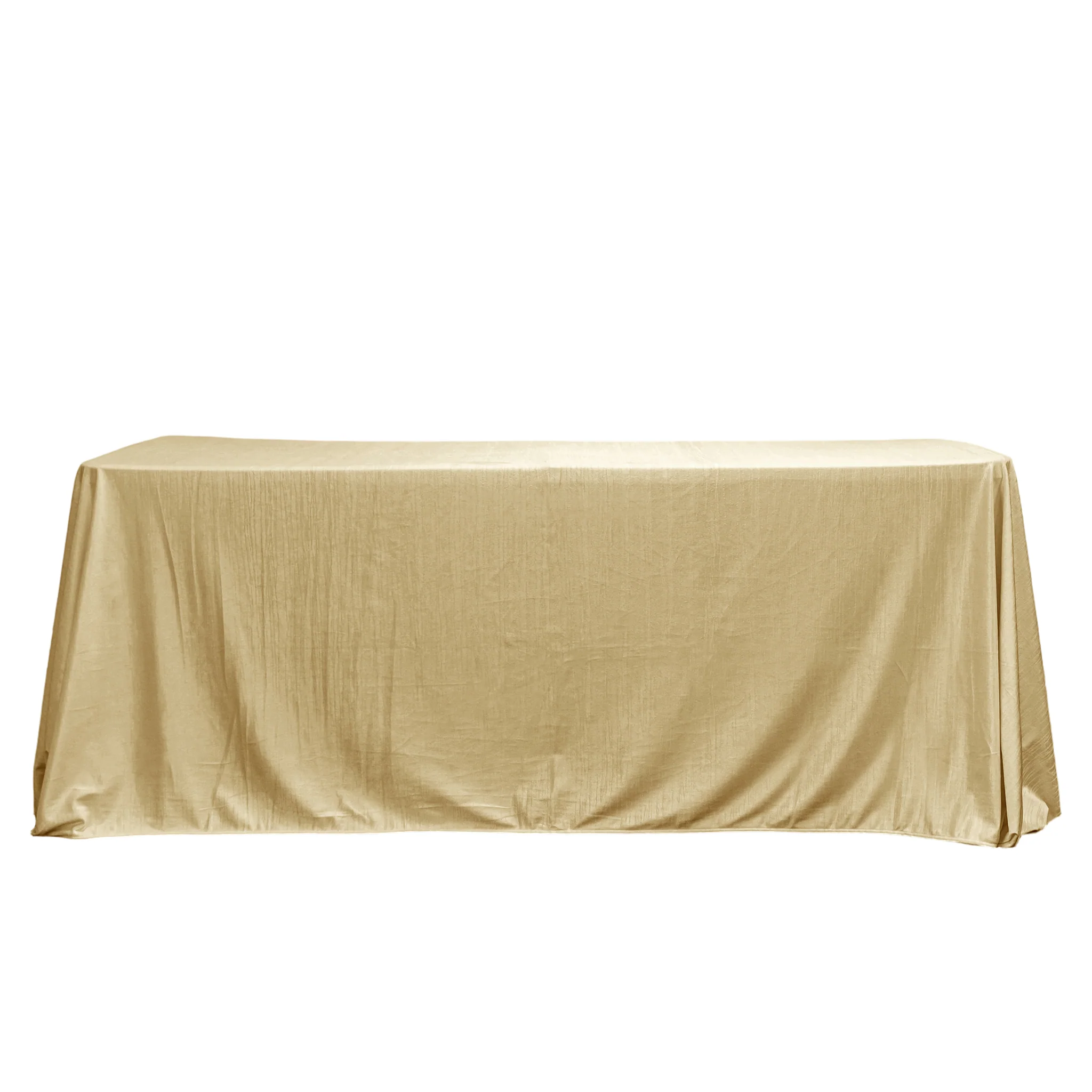 Crinkle Velvet 90"x156" Rectangular Tablecloth - Champagne - Image 2