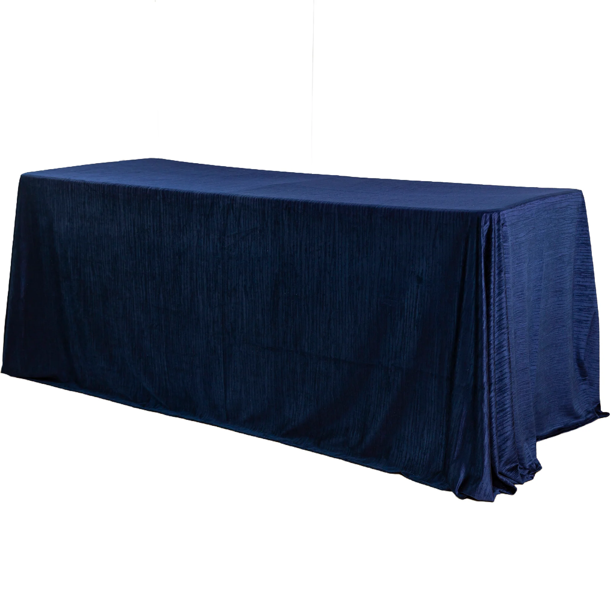 Crinkle Velvet 90"x156" Rectangular Tablecloth - Navy Blue