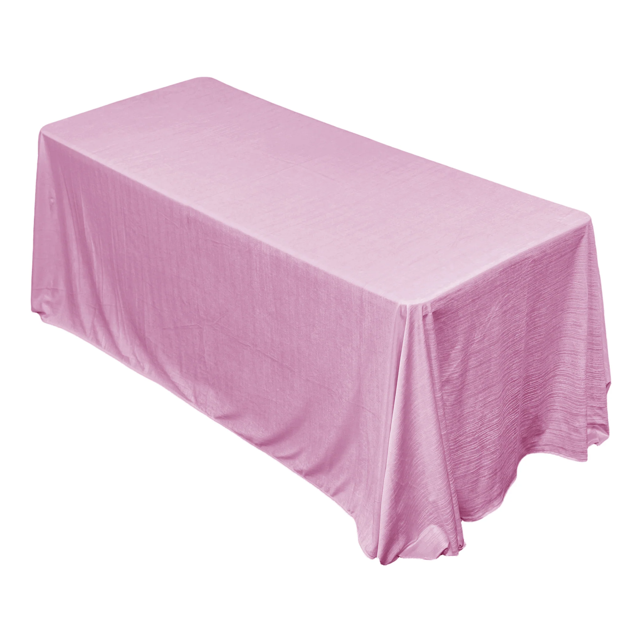 Crinkle Velvet 90"x156" Rectangular Tablecloth - Pink - Image 4