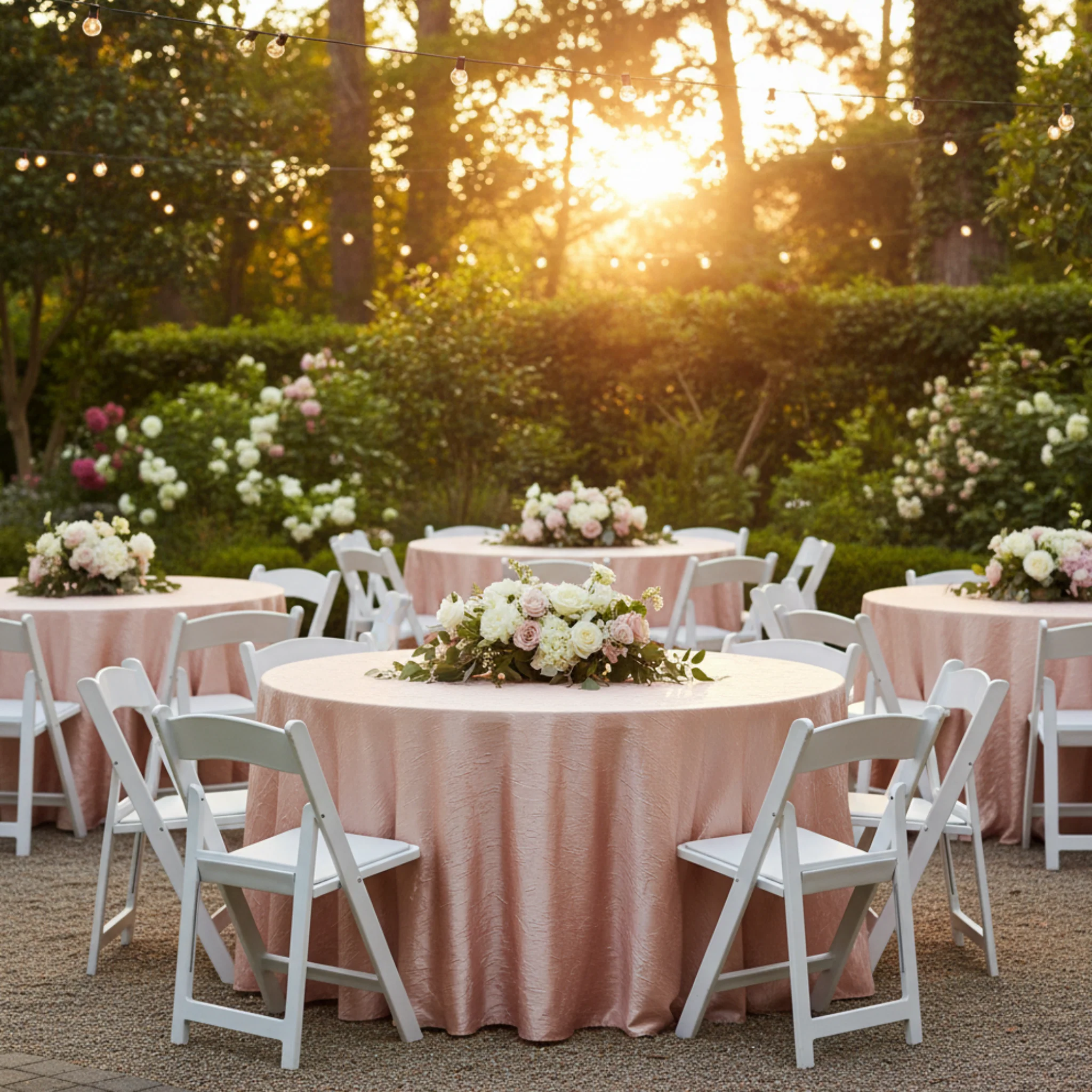 Crushed Taffeta 120" Round Tablecloth - Blush/Rose Gold - Image 4