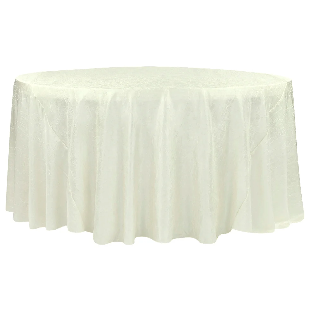 Crushed Taffeta 120" Round Tablecloth - Ivory