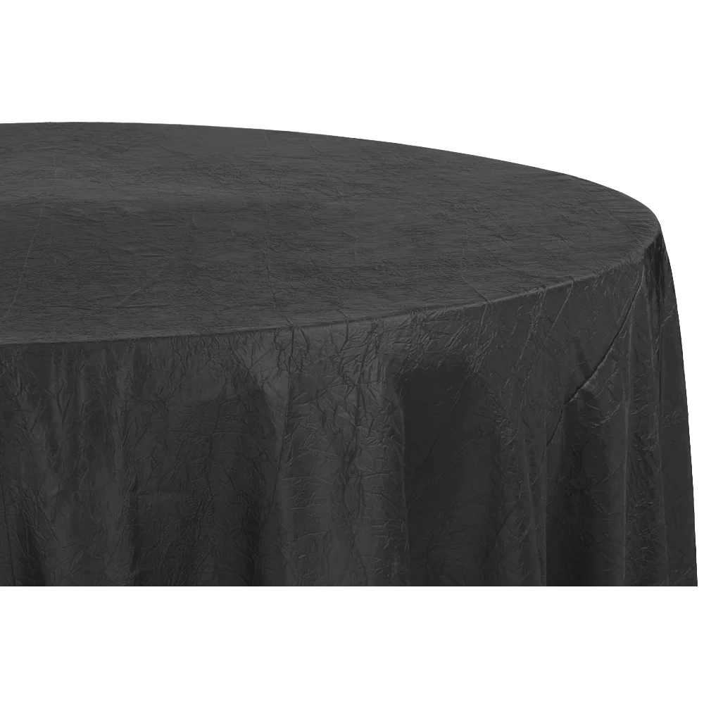 Crushed Taffeta 132" Round Tablecloth - Black - Image 2