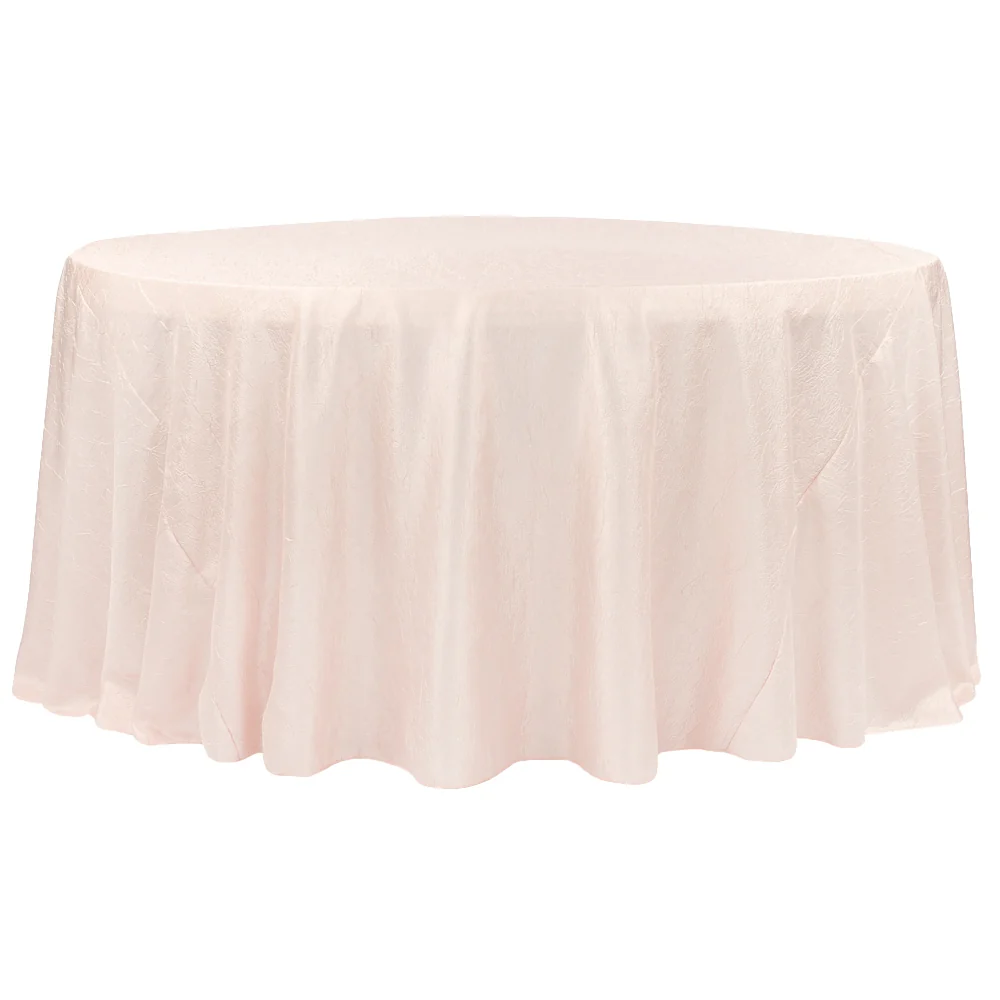 Crushed Taffeta 132" Round Tablecloth - Blush/Rose Gold