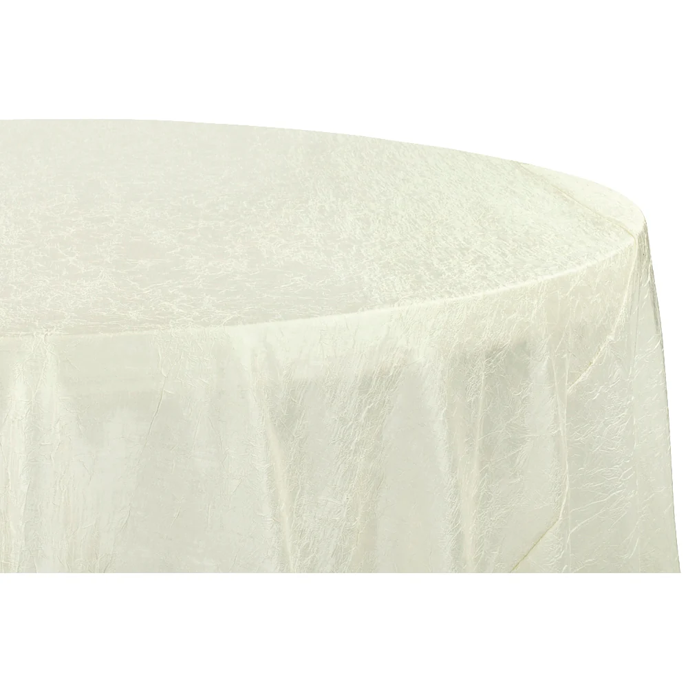 Crushed Taffeta 132" Round Tablecloth - Ivory - Image 2