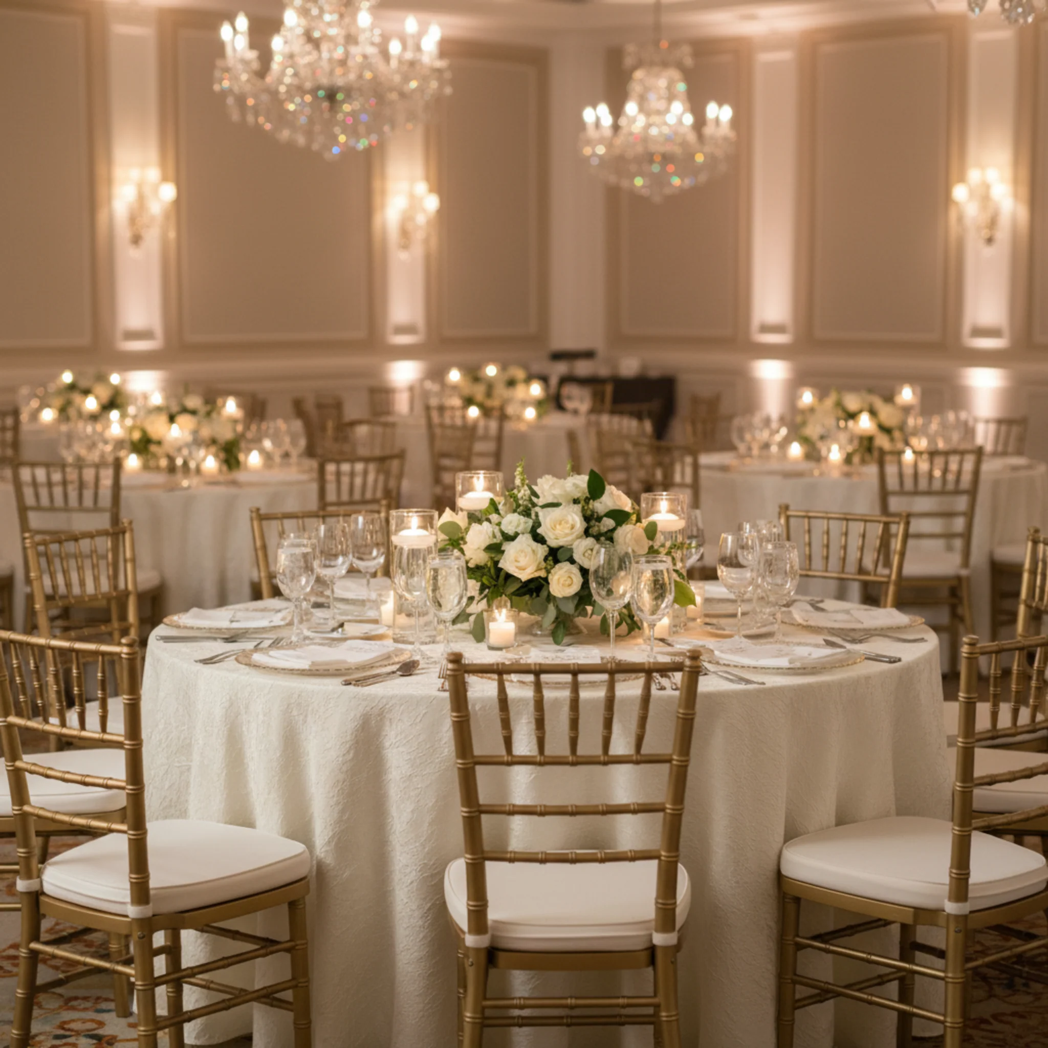 Crushed Taffeta 132" Round Tablecloth - Ivory - Image 3