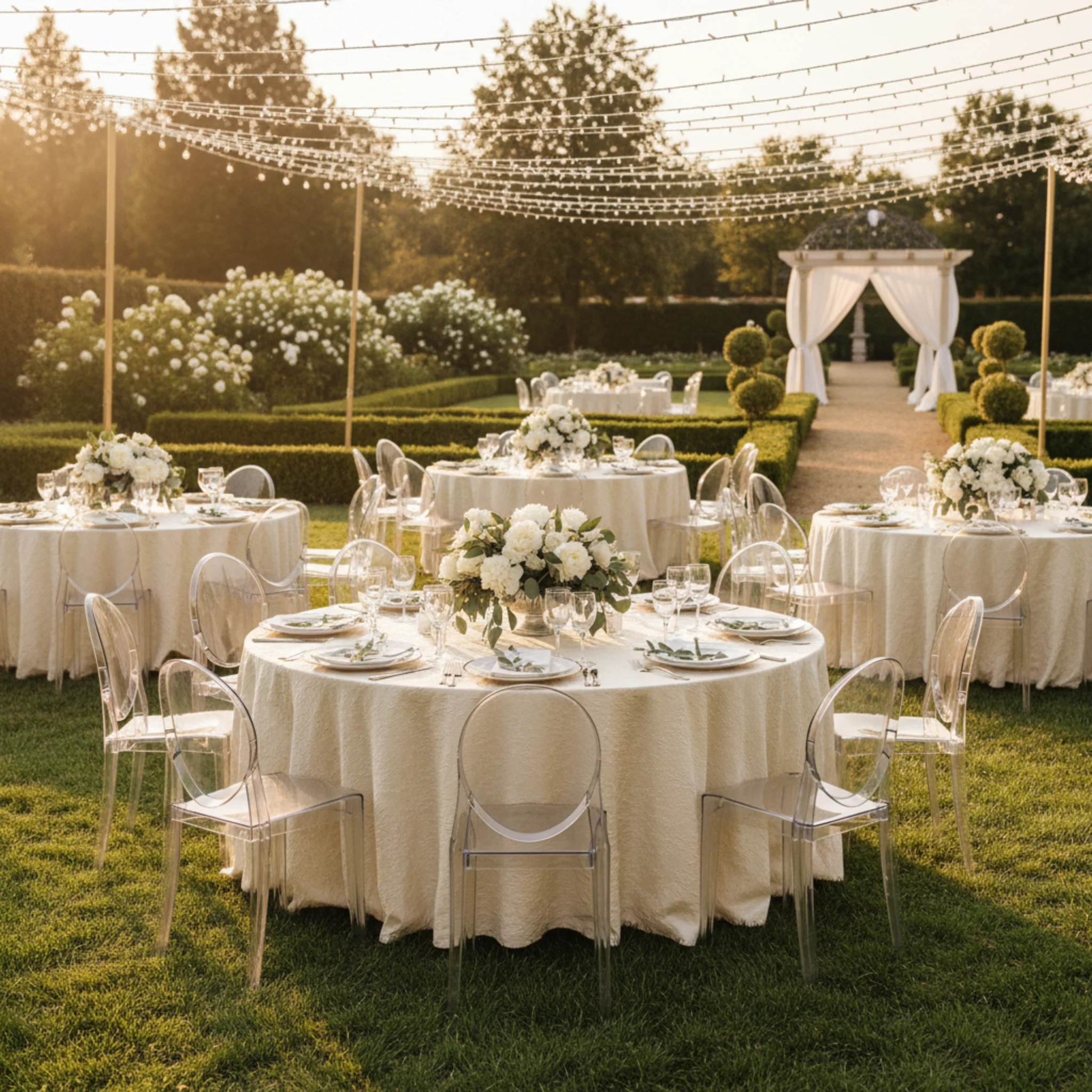 Crushed Taffeta 132" Round Tablecloth - Ivory - Image 4