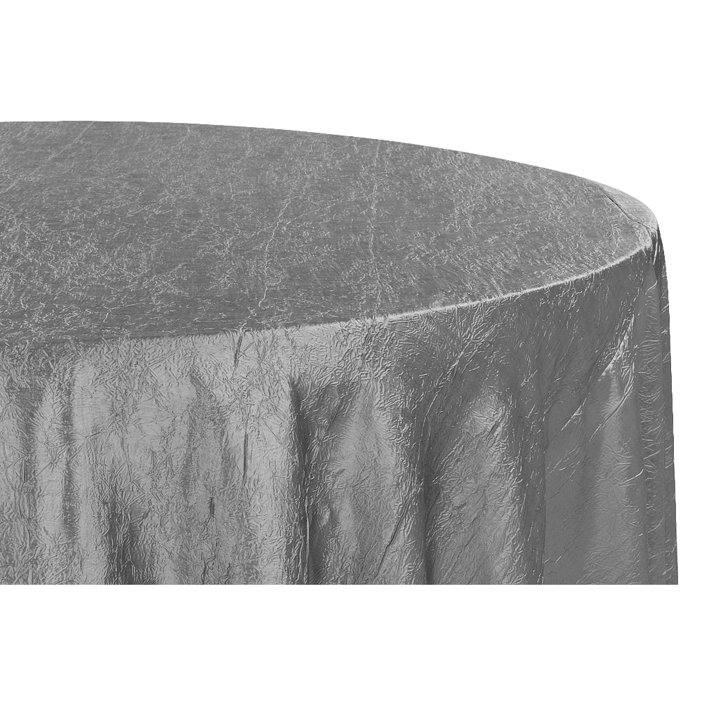 Crushed Taffeta 132" Round Tablecloth - Silver - Image 2
