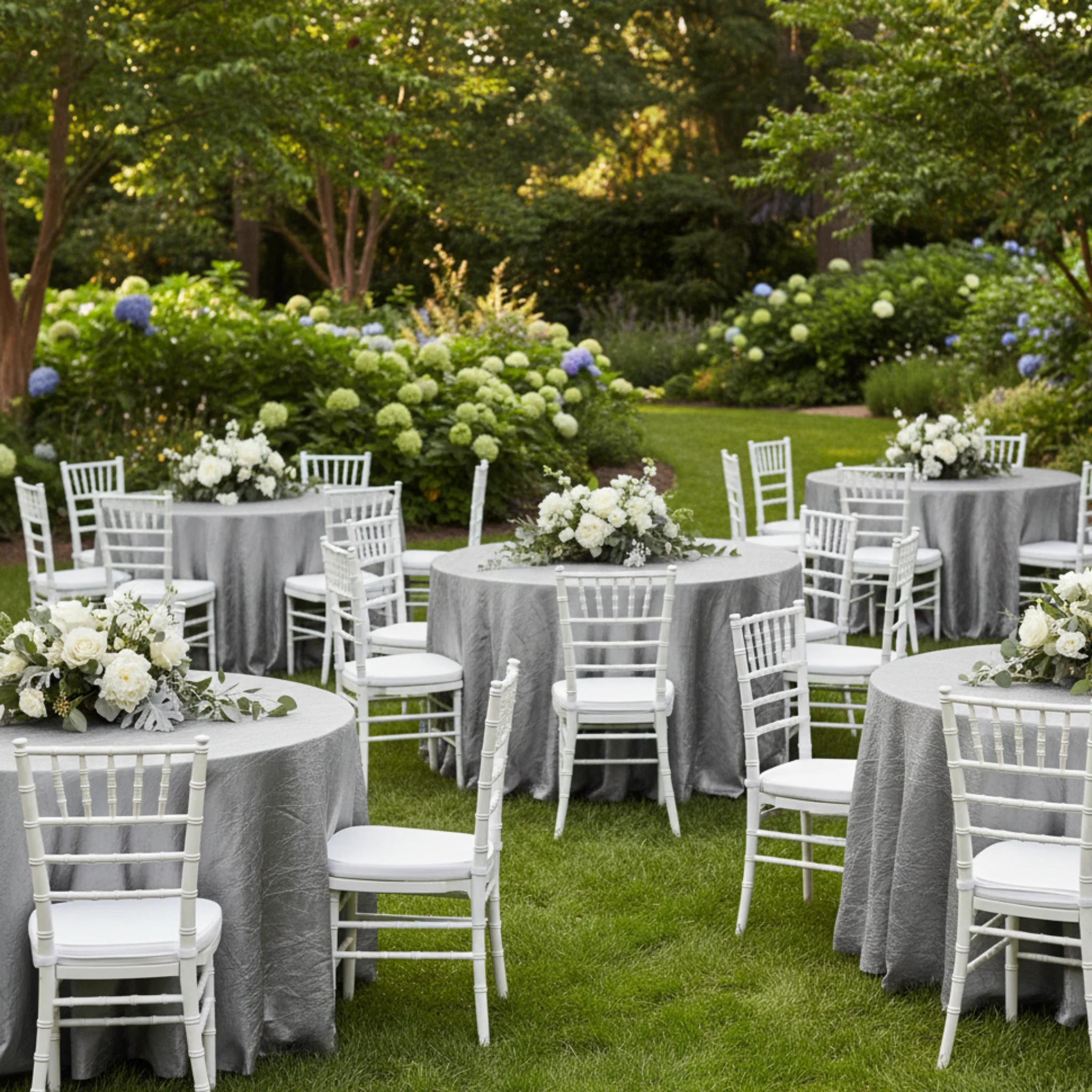 Crushed Taffeta 132" Round Tablecloth - Silver - Image 4