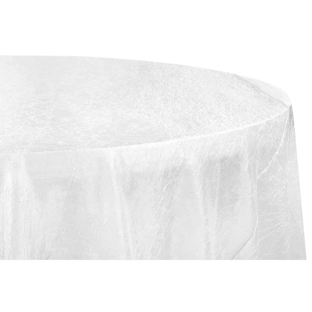 Crushed Taffeta 132" Round Tablecloth - White - Image 5