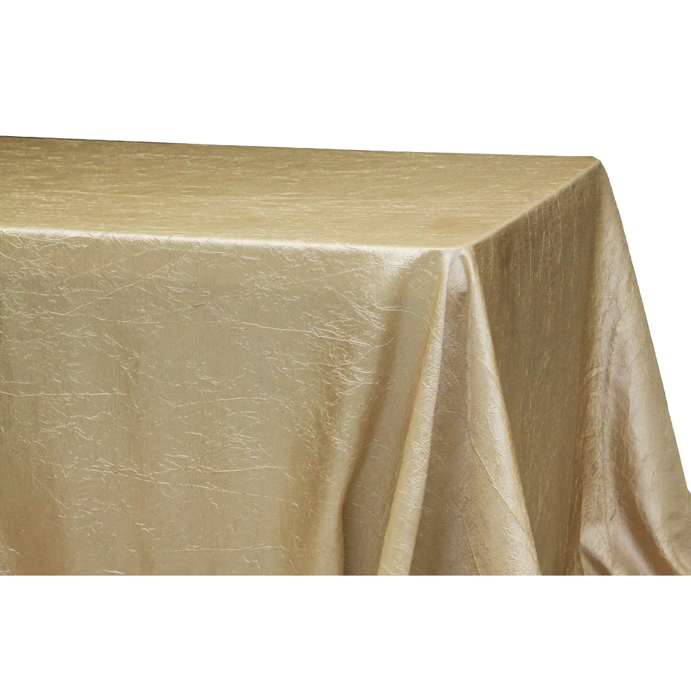 Crushed Taffeta 90"x132" Rectangular Tablecloth - Champagne - Image 2