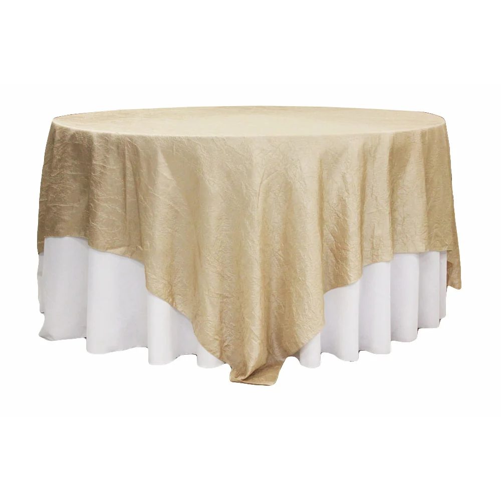 Crushed Taffeta 90"x90" Square Table Overlay - Champagne - Image 2