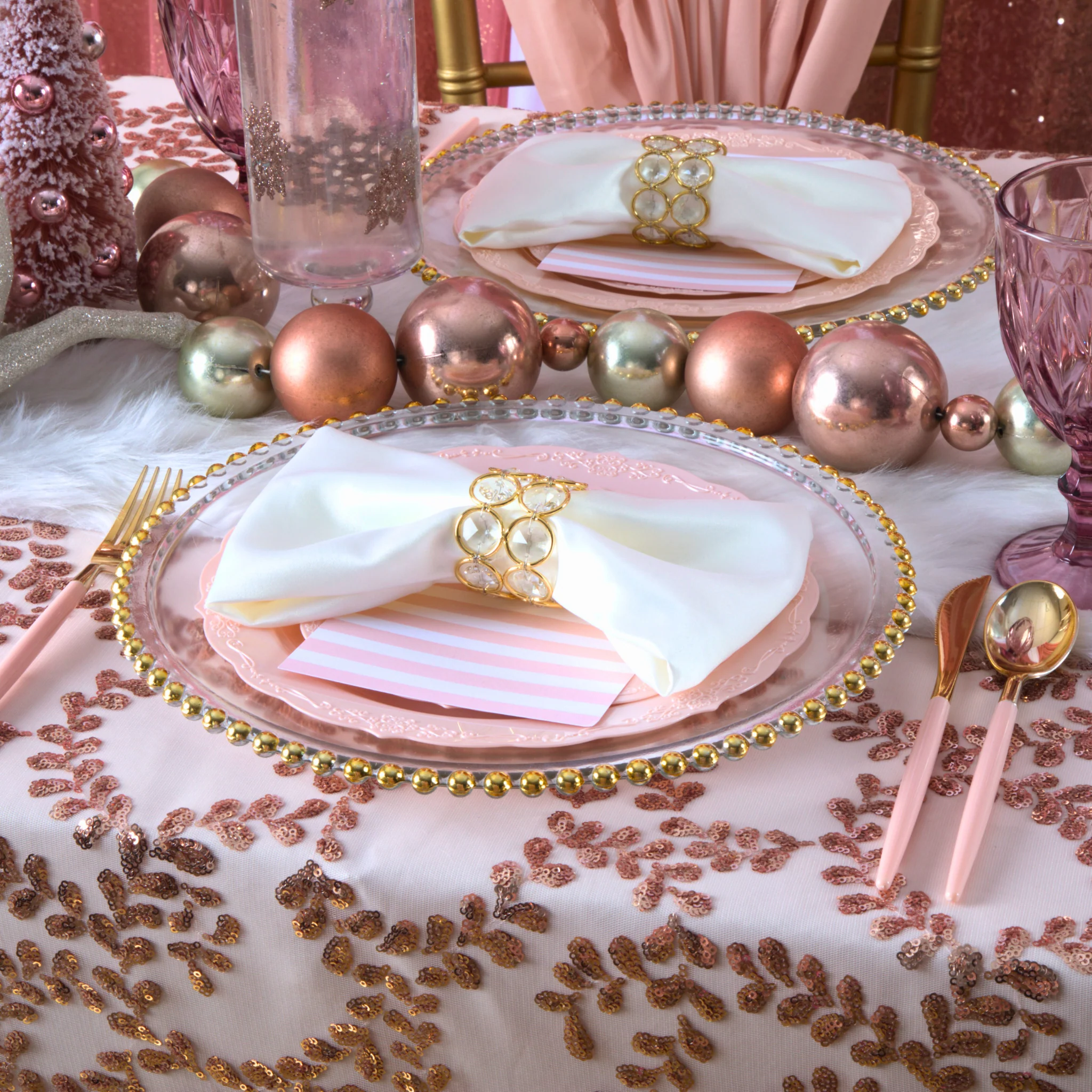 10 pc/pk Crystal Napkin Ring - Gold - Image 4