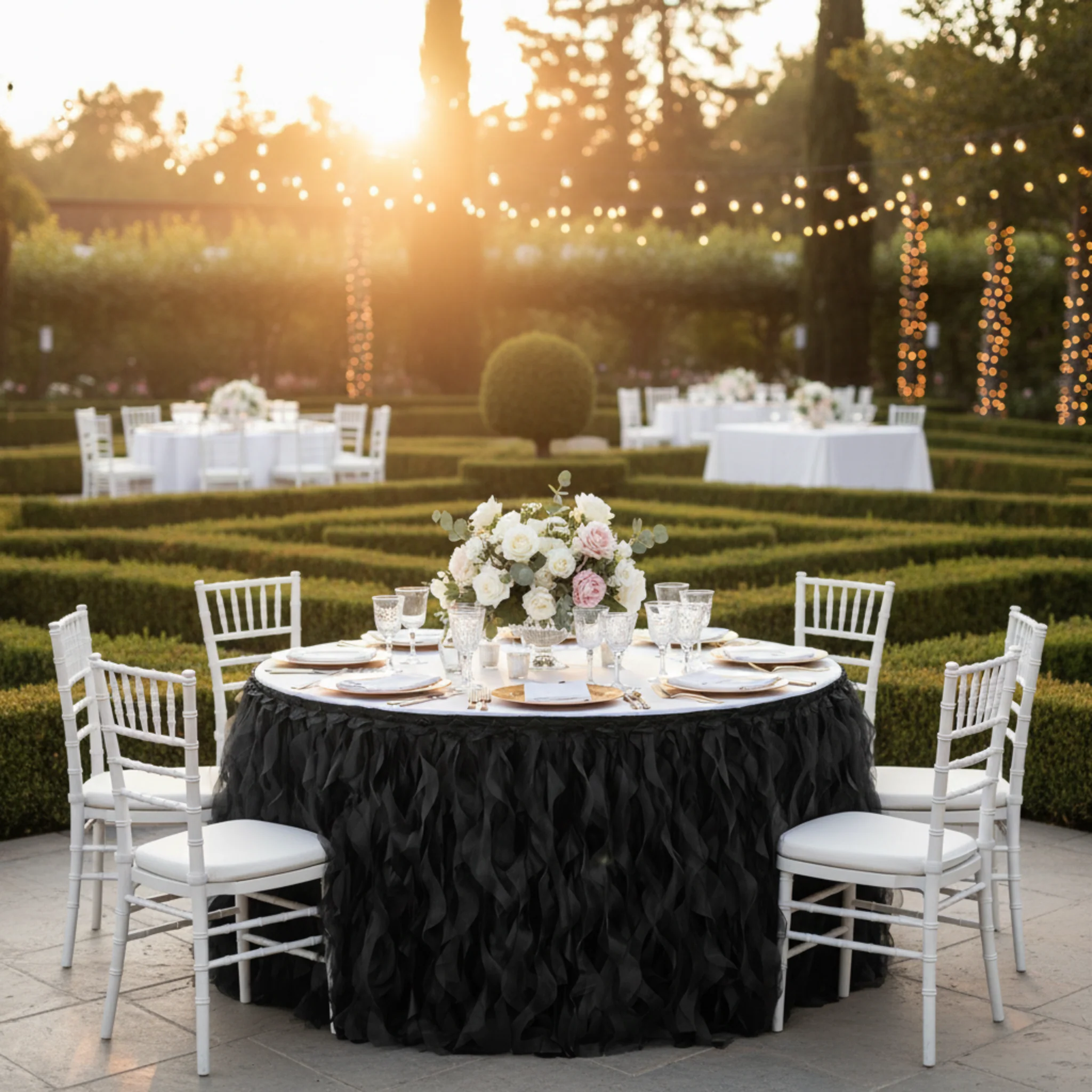 Curly Willow 17ft Table Skirt - Black - Image 3