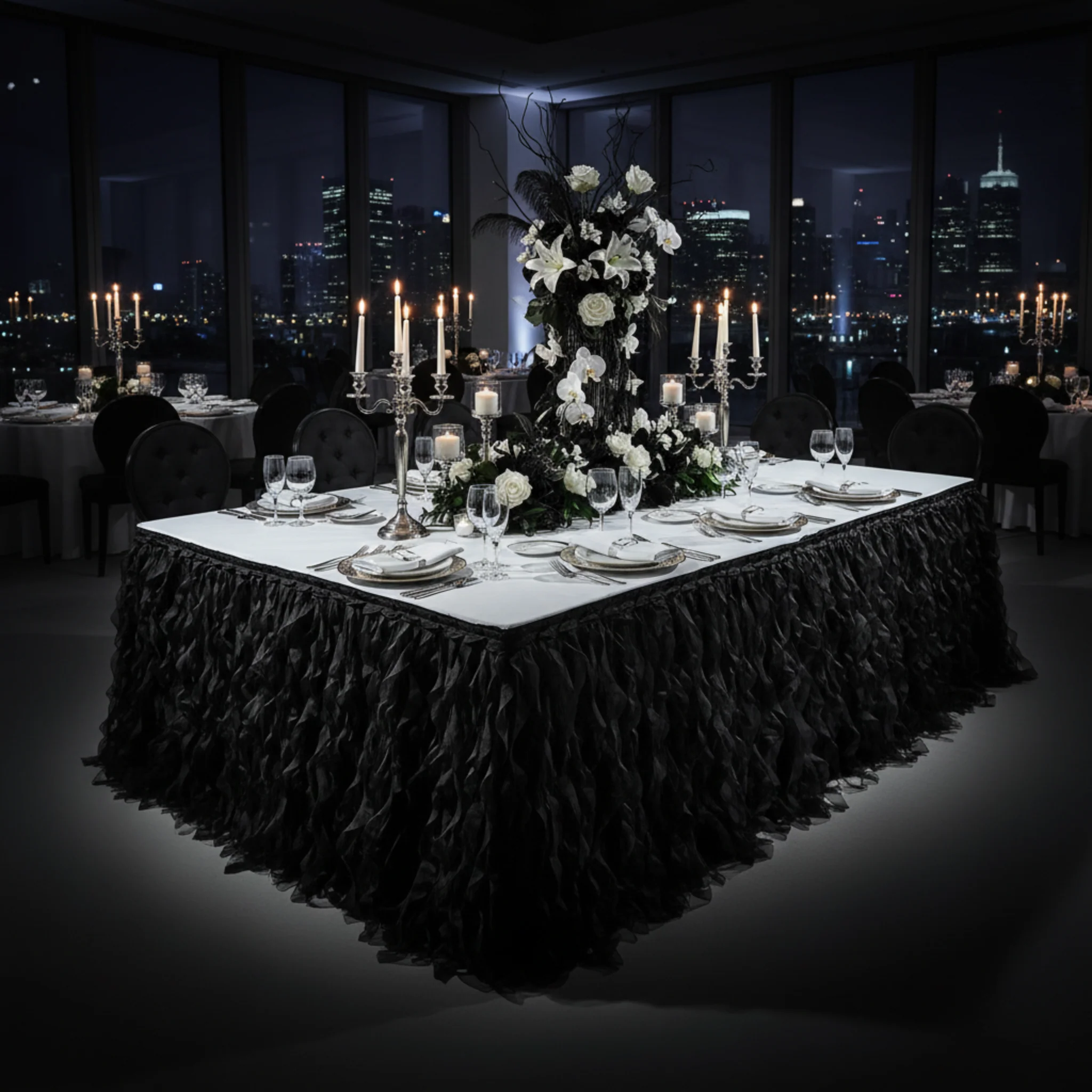 Curly Willow 17ft Table Skirt - Black - Image 4