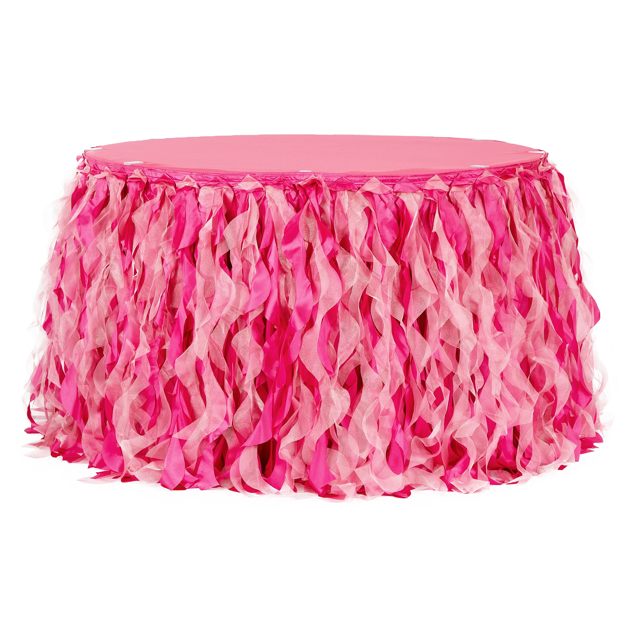 Curly Willow 17ft Table Skirt - Fuchsia - Image 4