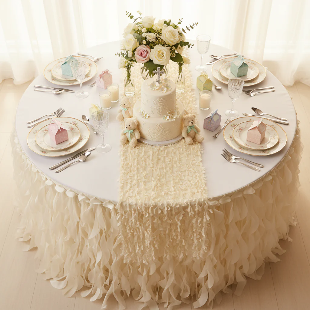 Curly Willow 17ft Table Skirt - Ivory - Image 2