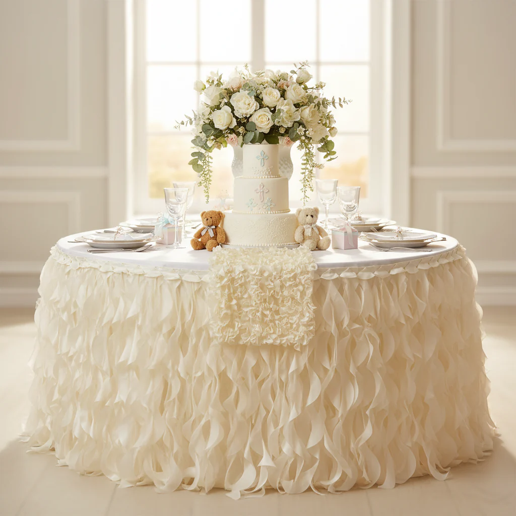 Curly Willow 17ft Table Skirt - Ivory - Image 3
