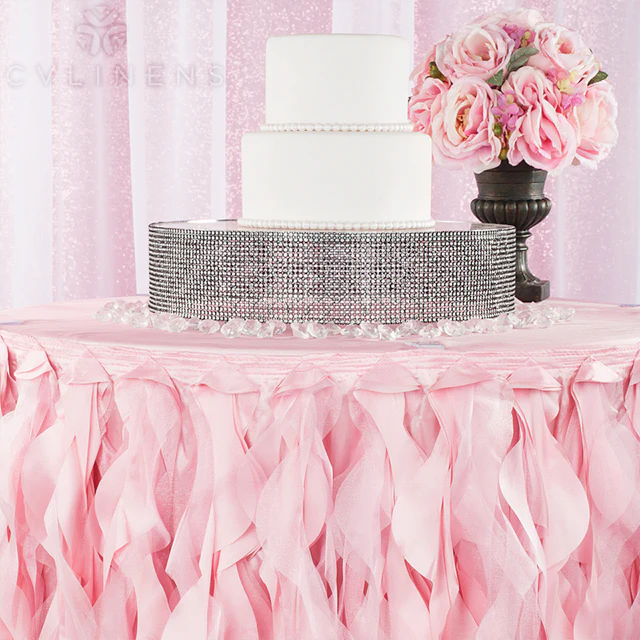 Curly Willow 17ft Table Skirt - Pink - Image 3