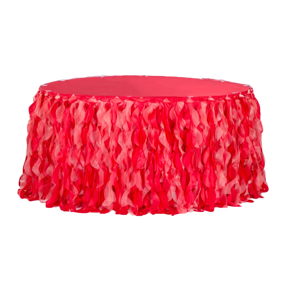 Curly Willow 17ft Table Skirt - Red - Image 3