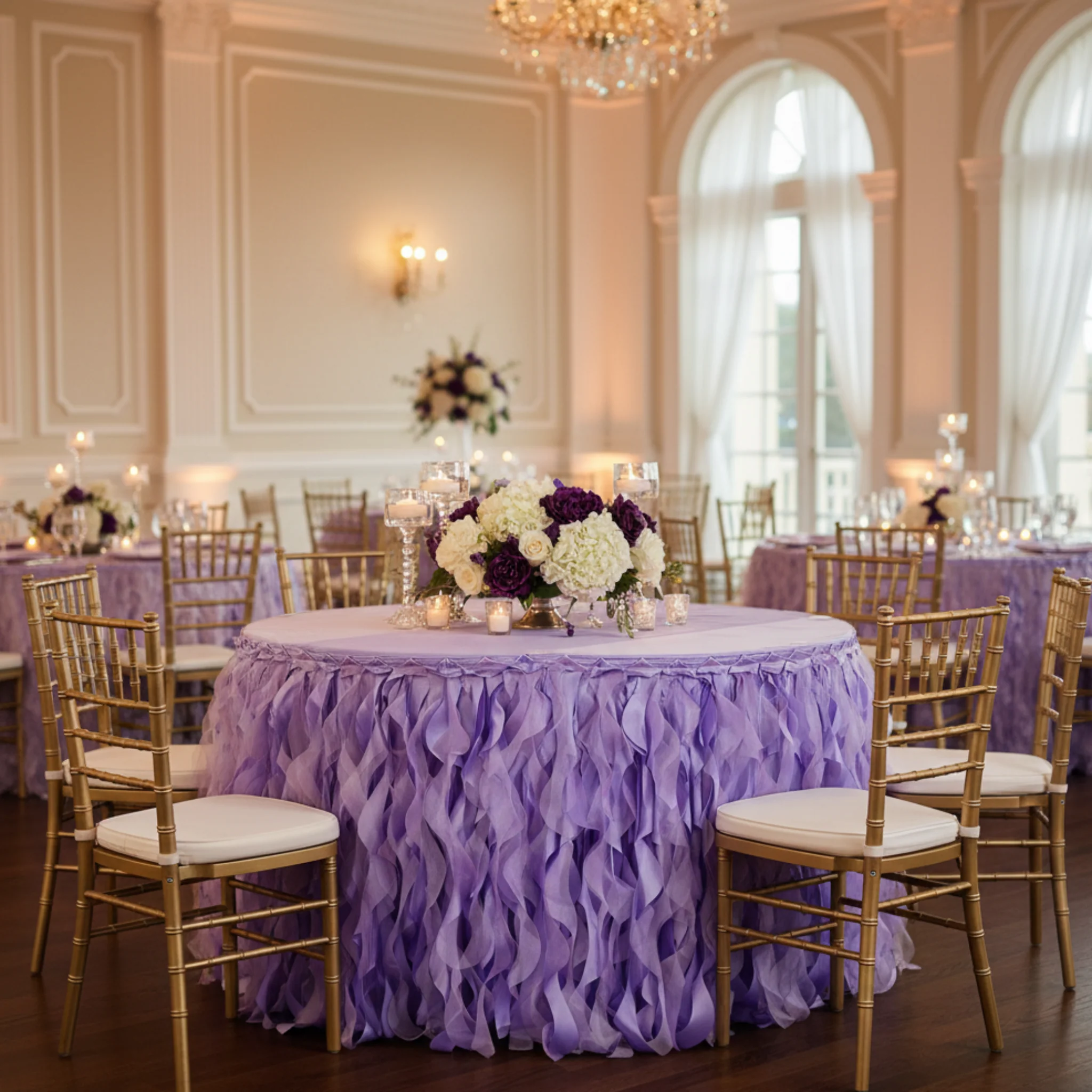 Curly Willow 17ft Table Skirt - Victorian Lilac/Wisteria - Image 5