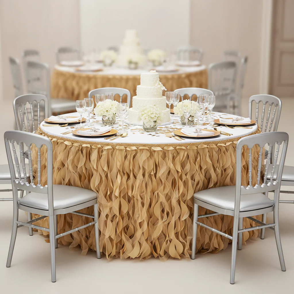 Curly Willow 21ft Table Skirt - Gold - Image 2
