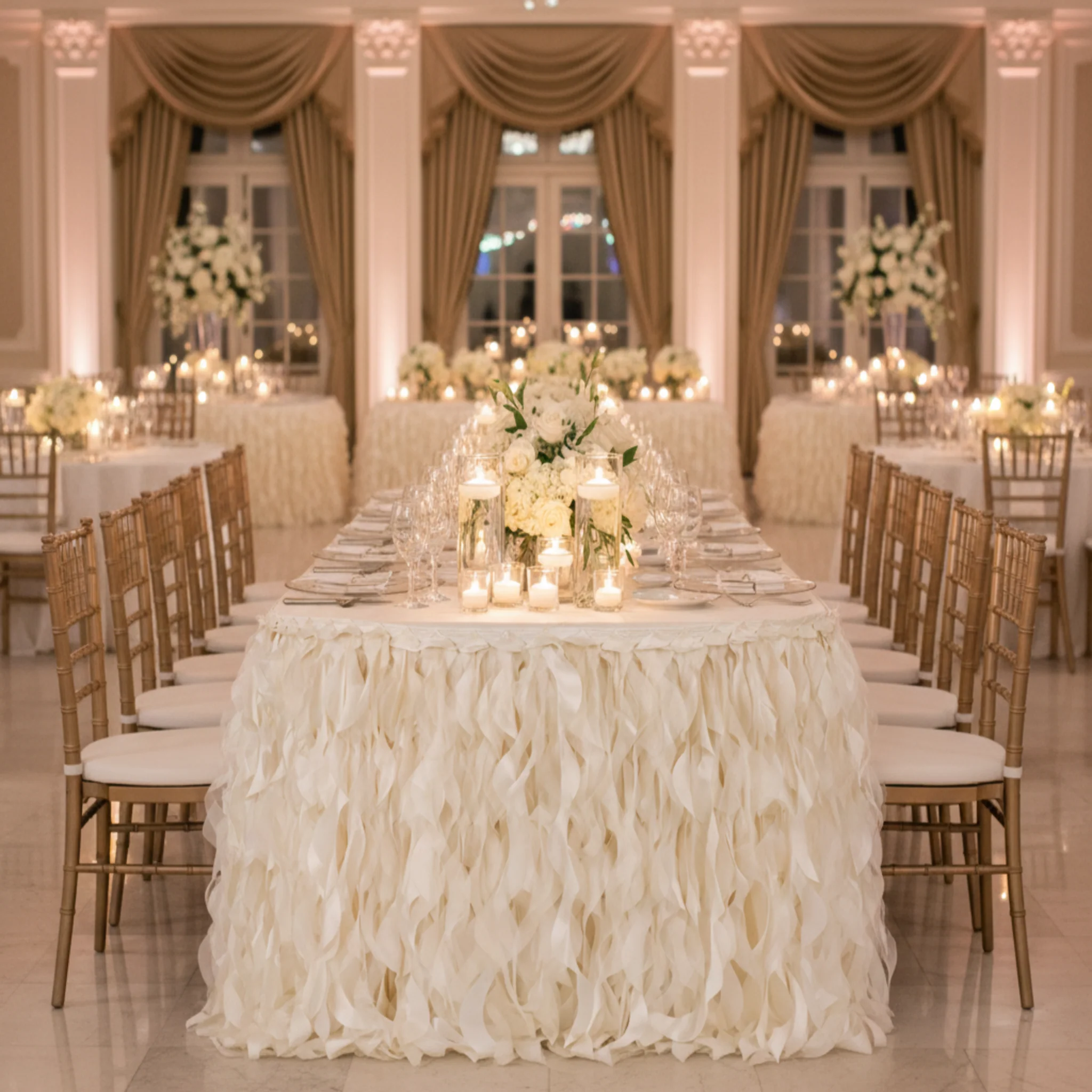 Curly Willow 21ft Table Skirt - Ivory - Image 3