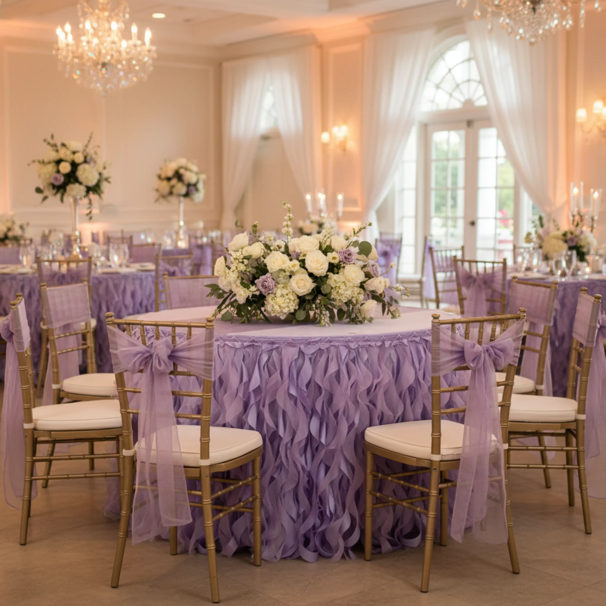 Curly Willow 21ft Table Skirt - Victorian Lilac/Wisteria - Image 3