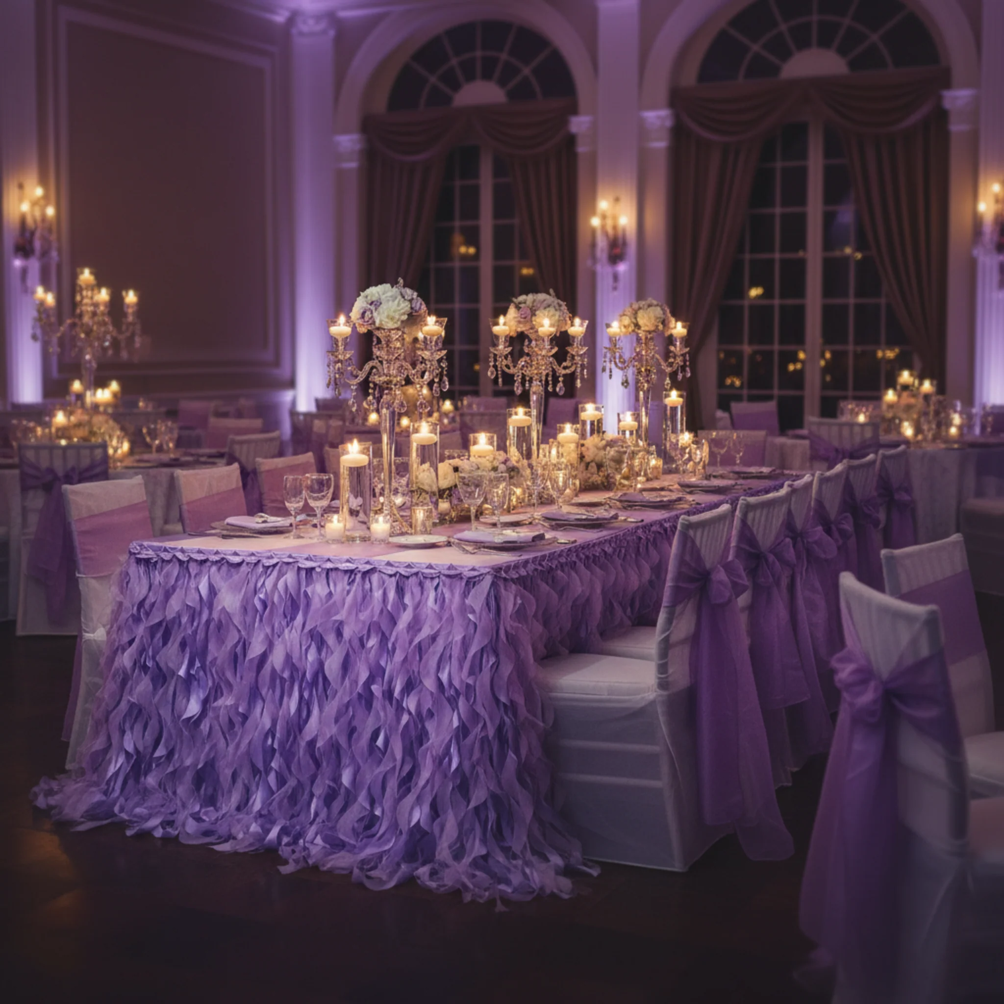 Curly Willow 21ft Table Skirt - Victorian Lilac/Wisteria - Image 4