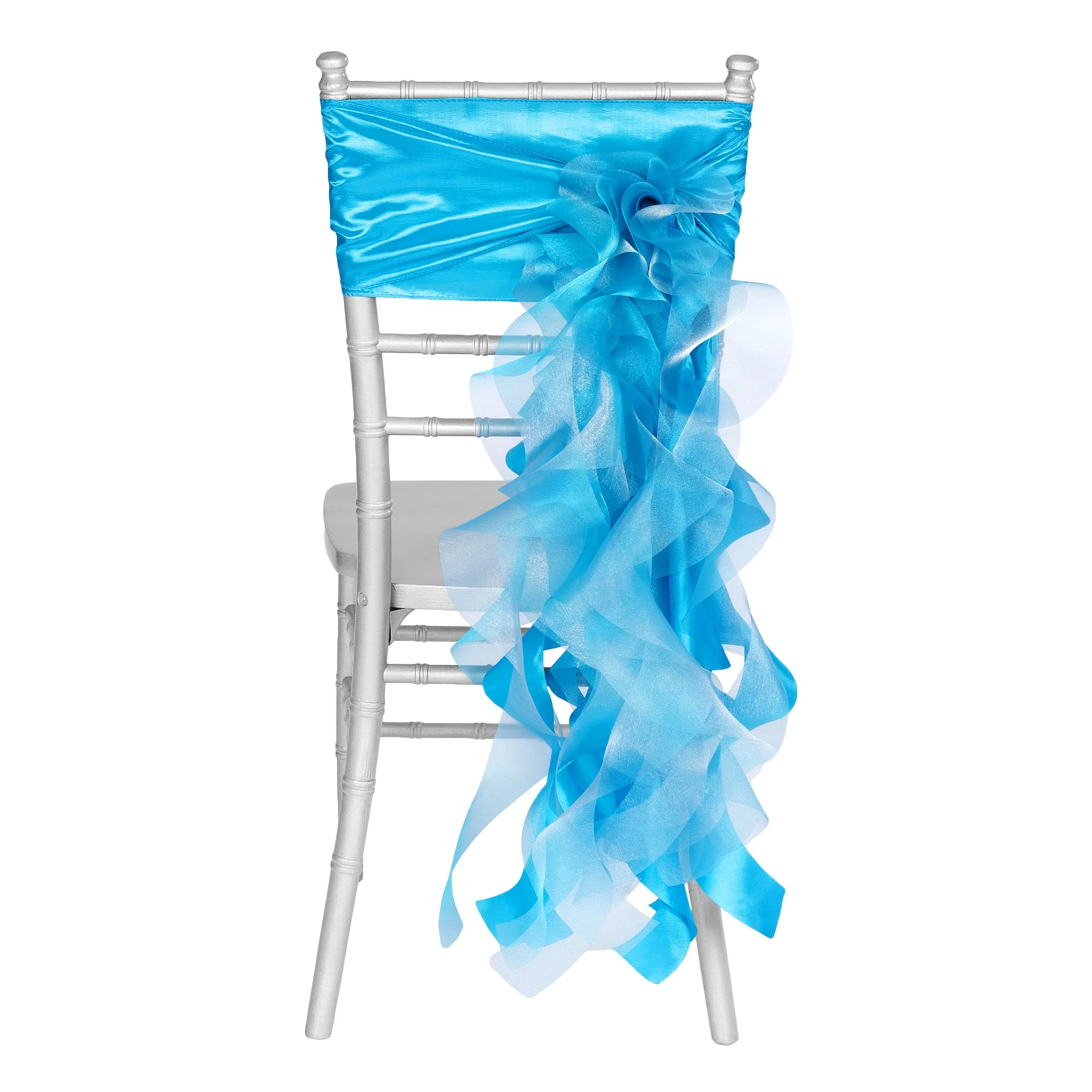 Curly Willow Chair Sash - Aqua Blue - Image 4