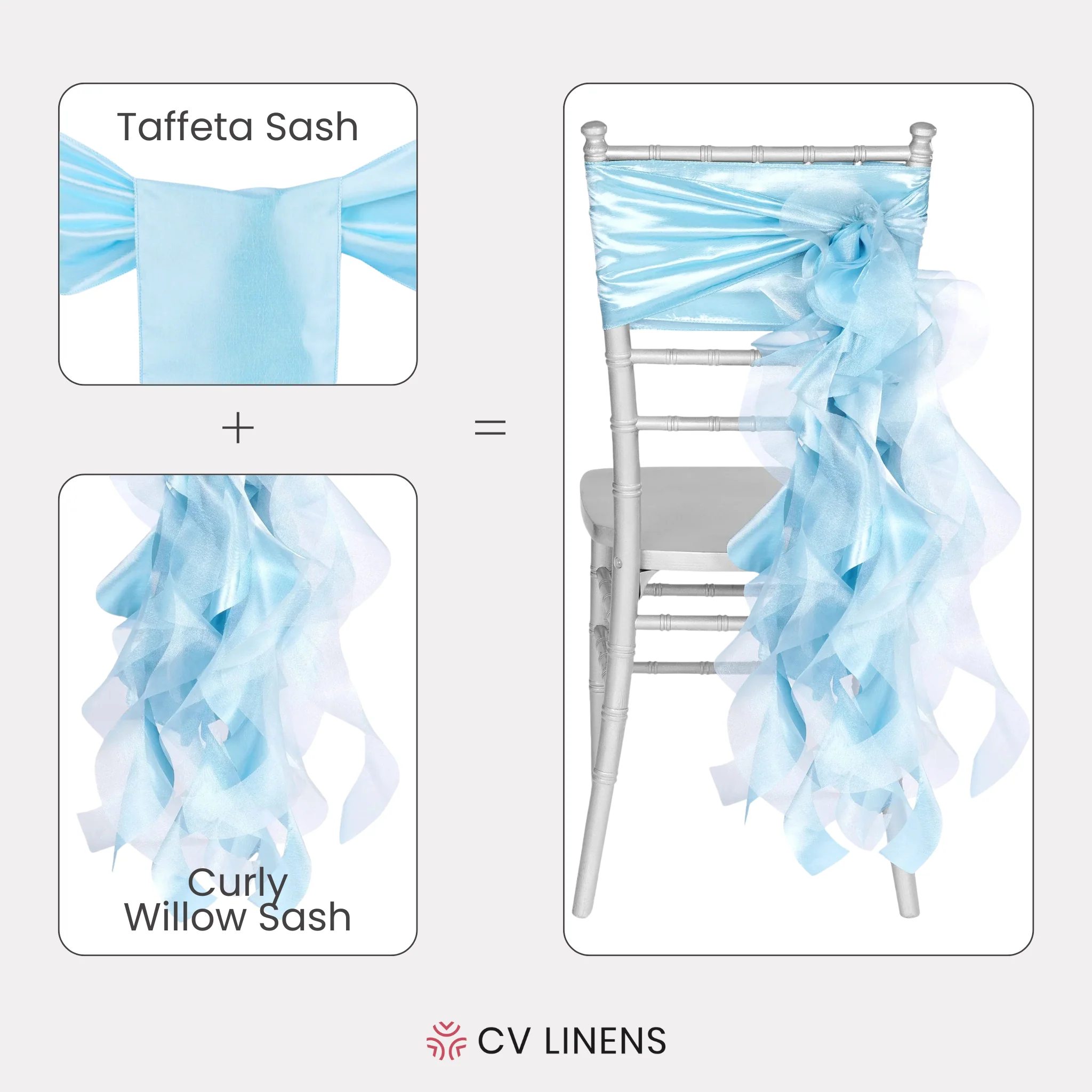 Curly Willow Chair Sash - Baby Blue - Image 3
